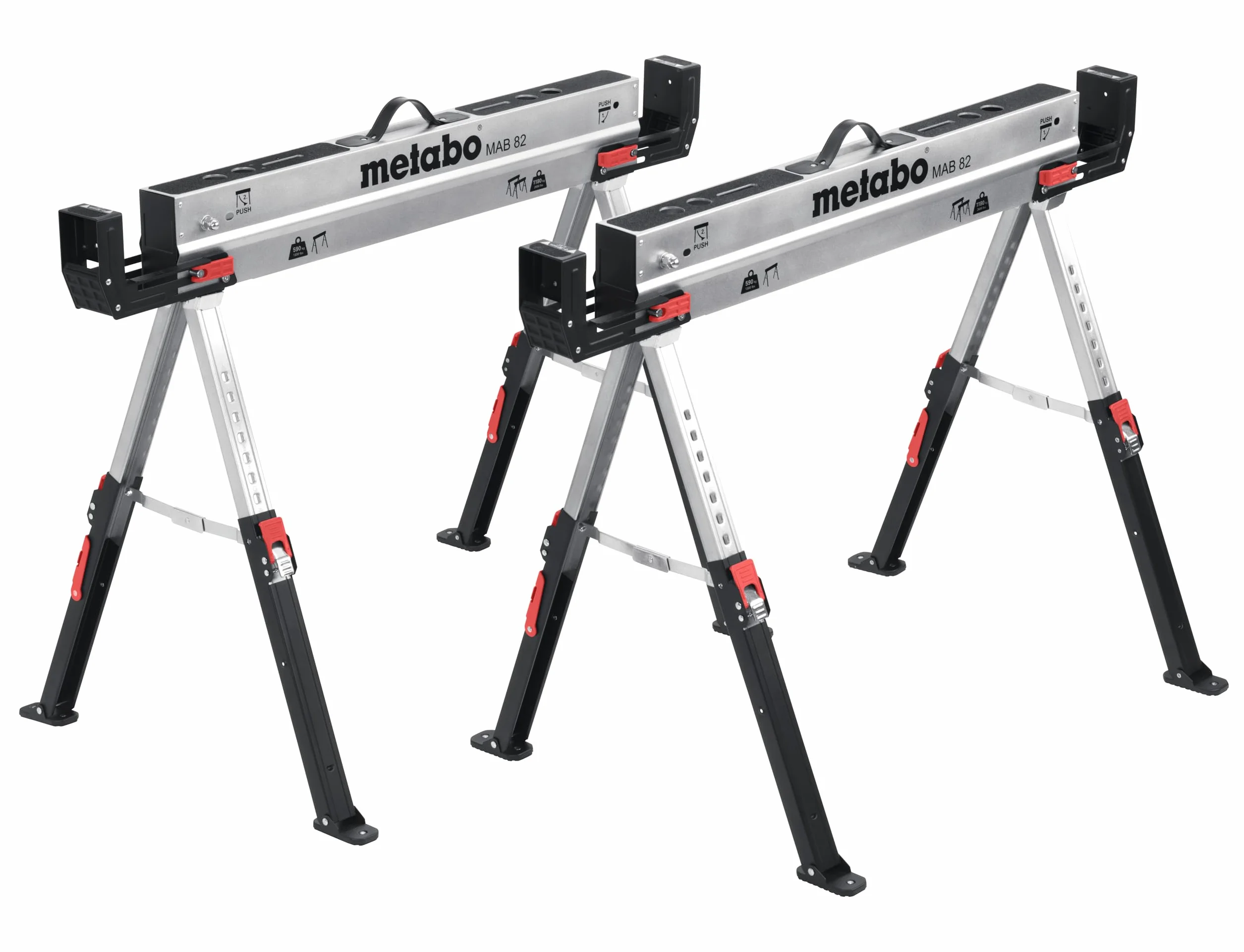 Metabo MAB 82 Cavalletto da lavoro compatto pieghevole con maniglia trasporto gambe regolabili superficie zincata