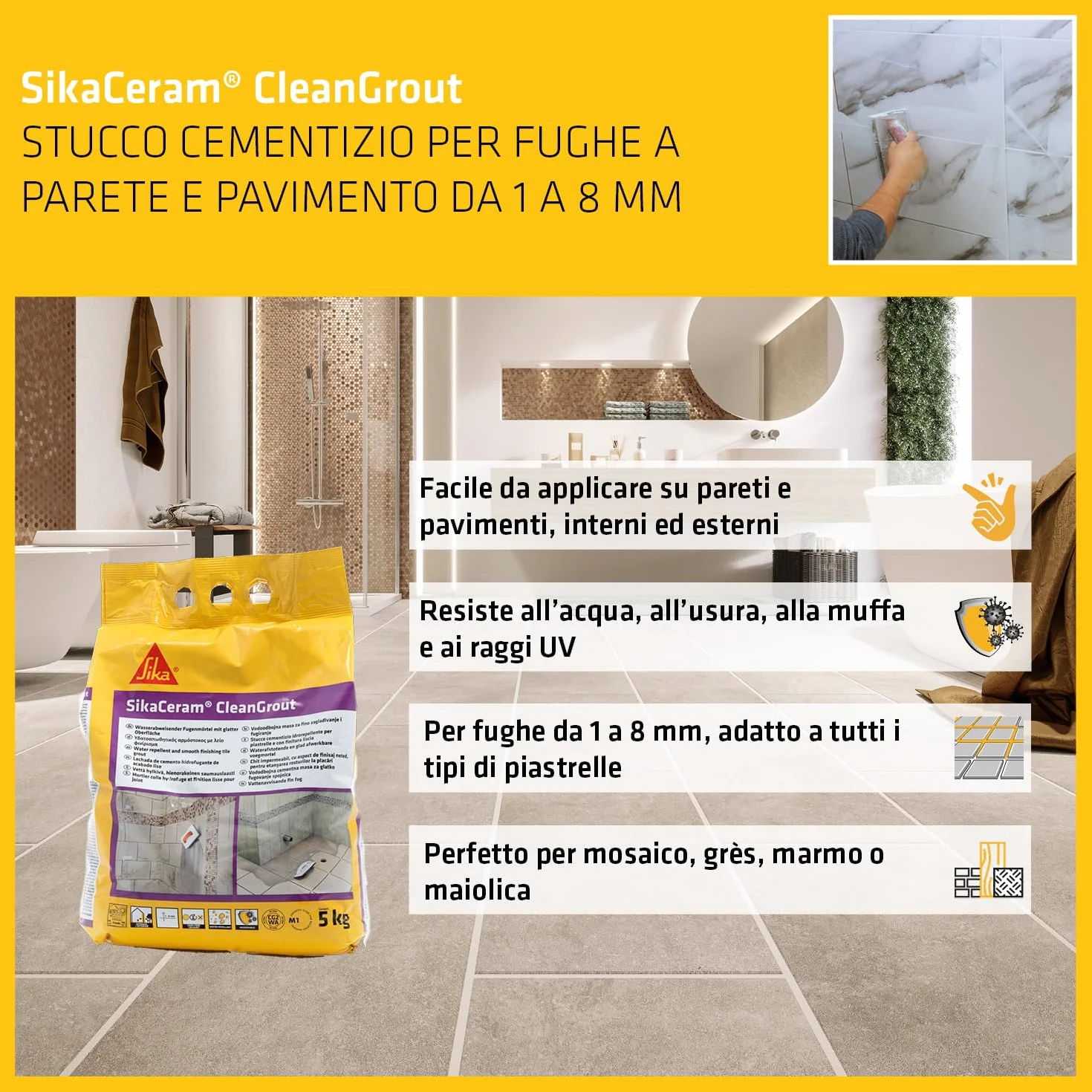 Sika SikaCeram CleanGrout Stucco per fughe Bianco 5kg