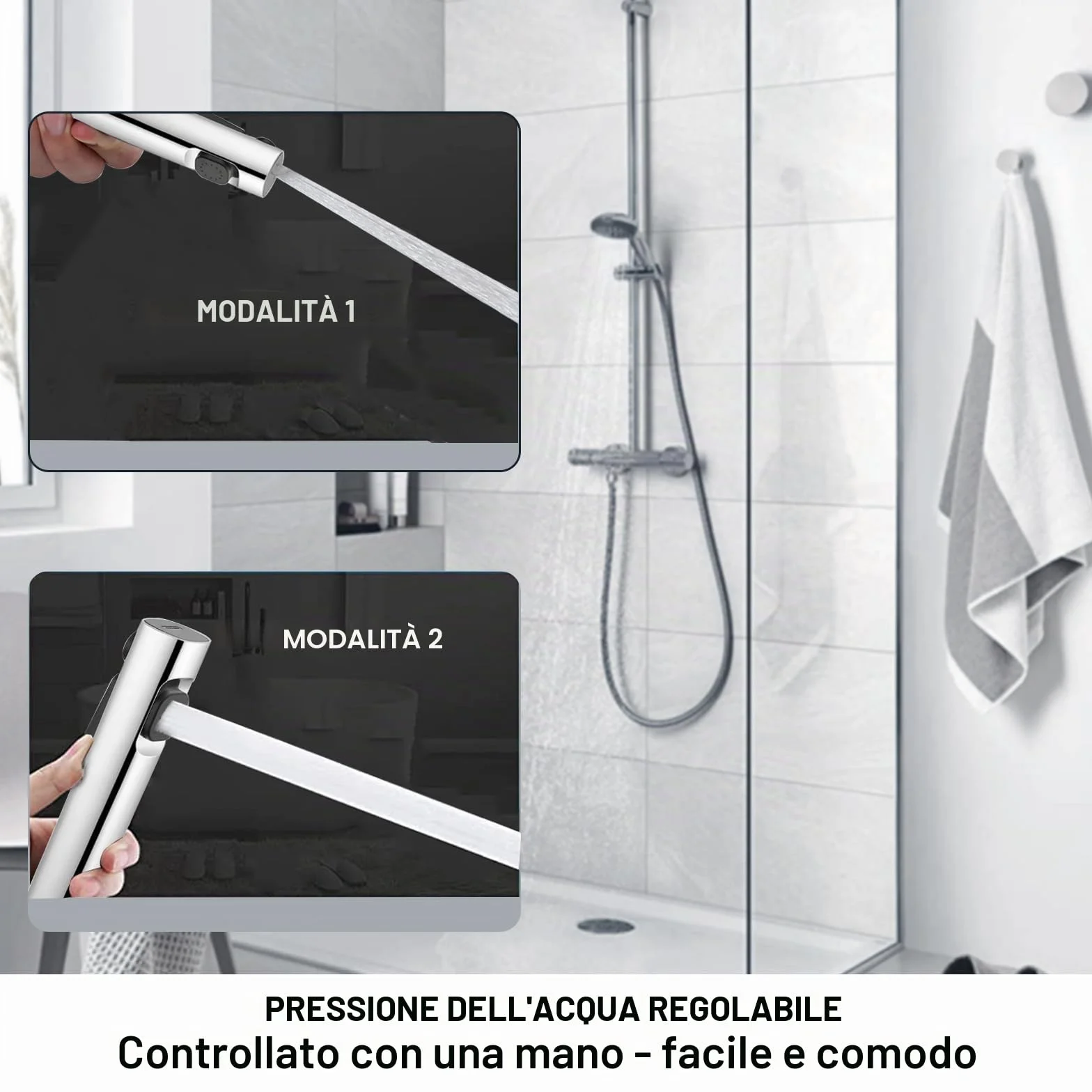 Bidet Portatile Kit Doccetta ABS Spruzzatore Bidet WC Doppia Modalità con Deviatore Doccia 2 Vie Tubo Flessibile 150 cm