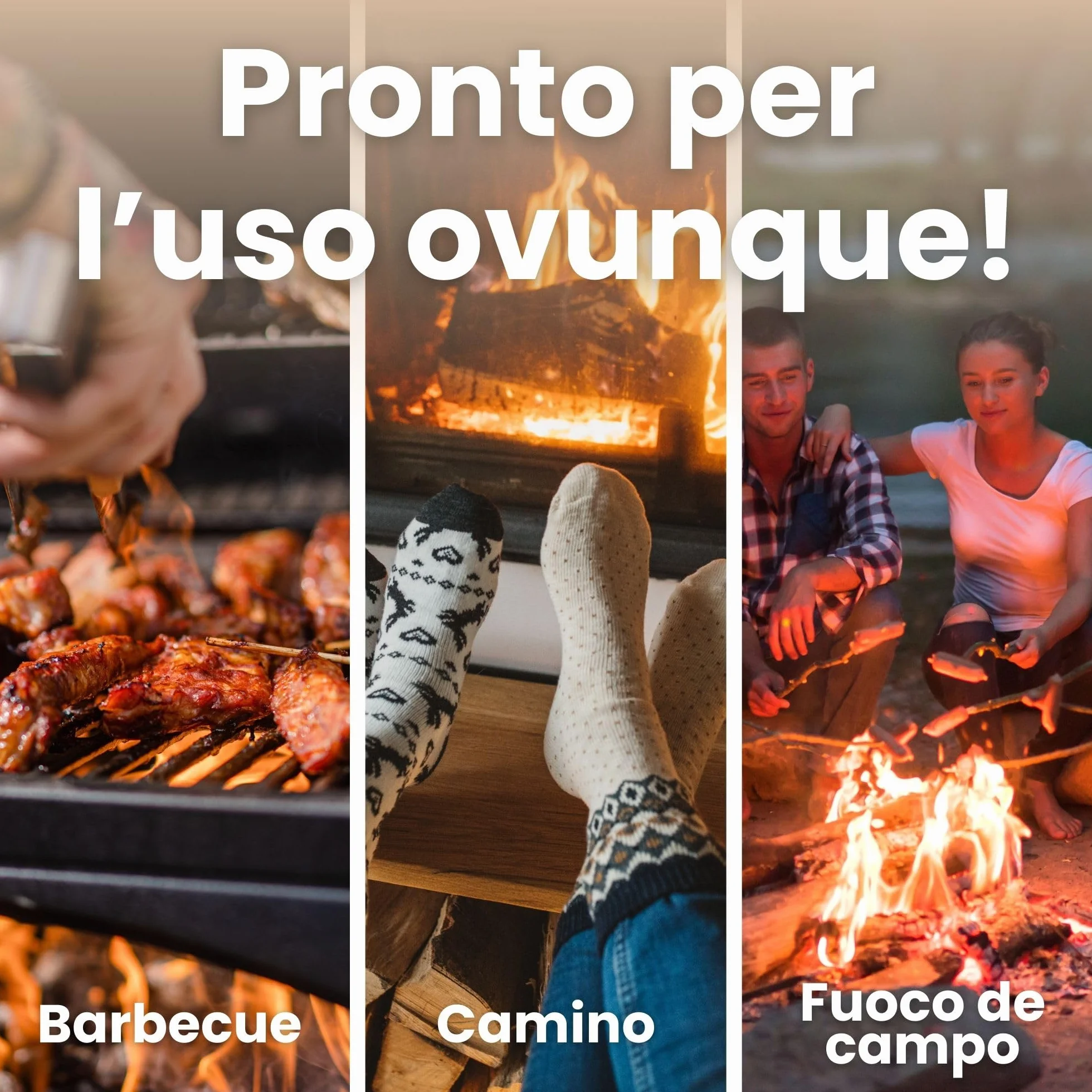 LERAVA Accendifuoco Ecologico 200pz Fire Starter Naturale Fiamma Forte Carbonella Barbecue Camino Stufa 2,4kg