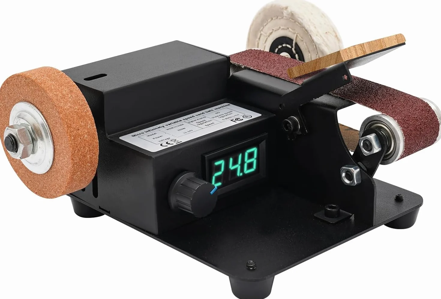 Mini levigatrice a nastro elettrica 350 W 0-10000 giri/min professionale da tavolo 7 livelli con nastri abrasivi