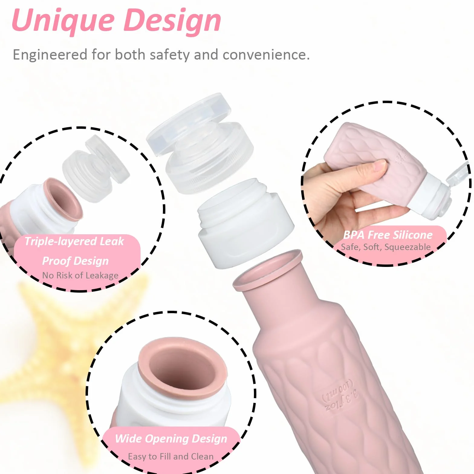 8 Pezzi Set Contenitori da Viaggio per Liquidi 100 ml, Ricaricabili Bottiglie da Viaggio in Silicone, Flaconi da Viaggio senza BPA, Boccette per Bagno, Kit Aereo per Shampoo, Crema, Lozione