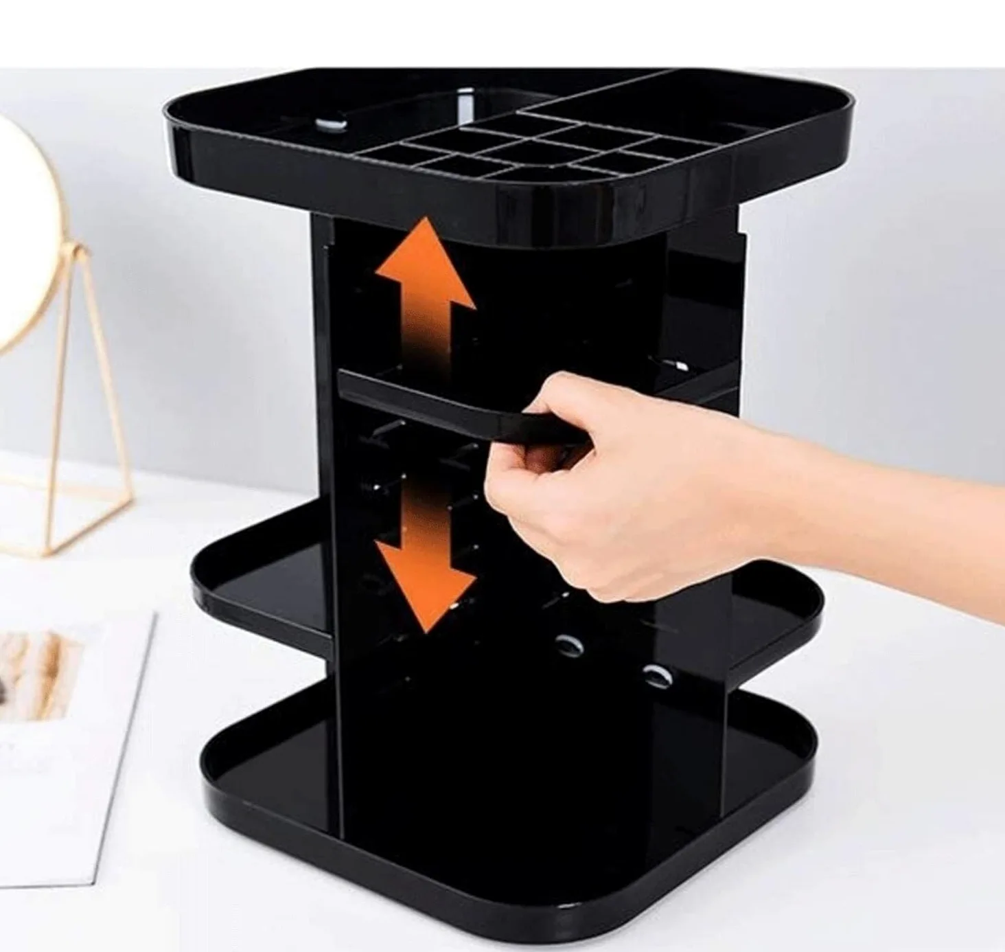 Porta Trucchi,Toeletta Scatola Rotante per Cosmetici Cassetto per Desktop Rossetto Prodotto per La Cura della Pelle Organizzatore per Trucchi Multifunzione(Transparent)