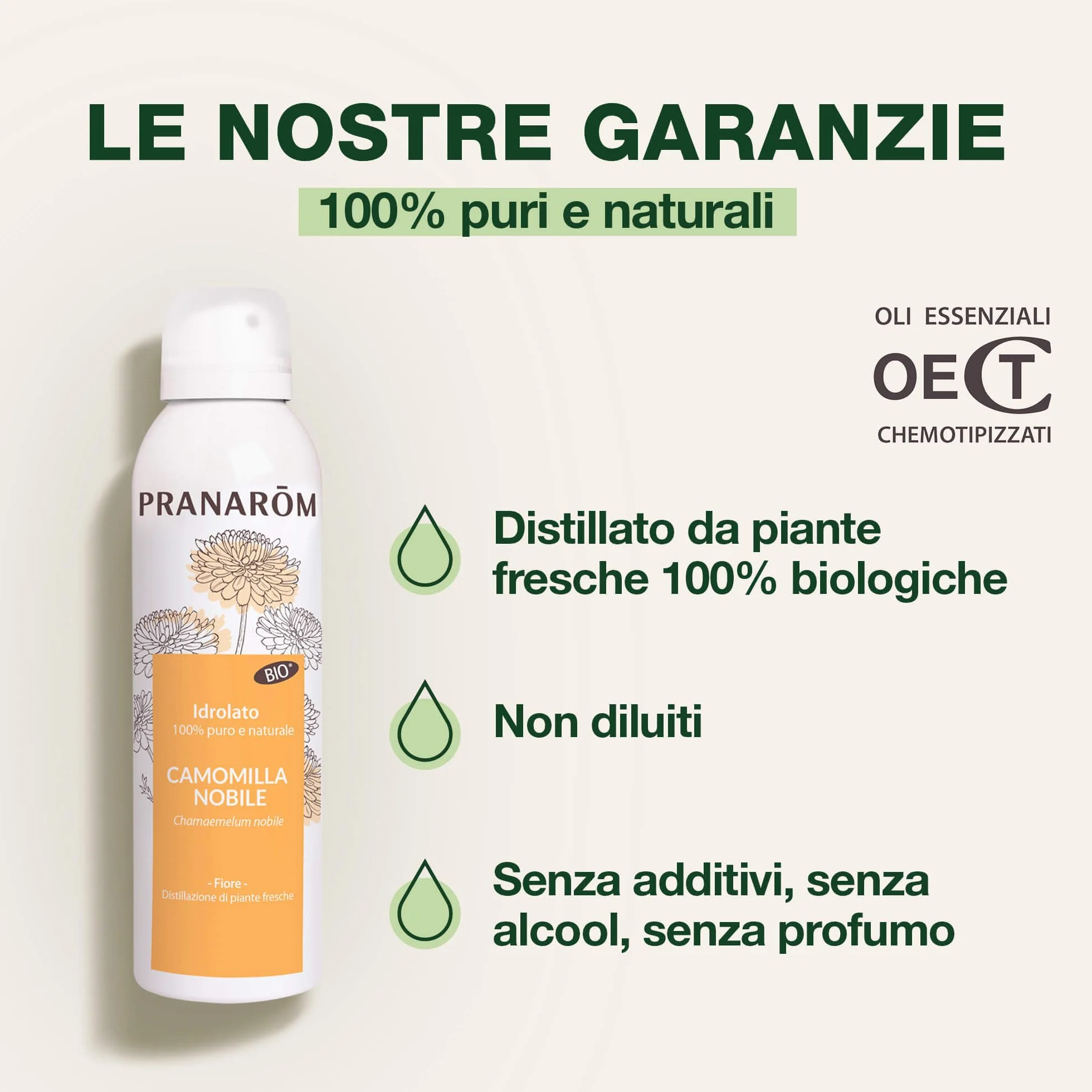 Pranarôm - Idrolato Camomilla Nobile Bio 150 ml, Lenisce Occhi Gonfi e Stanchi, Decongestiona, Ideale per Pelle Sensibile e Capelli Chiari, 100% Puro e Biologico, Senza Alcool e Conservanti