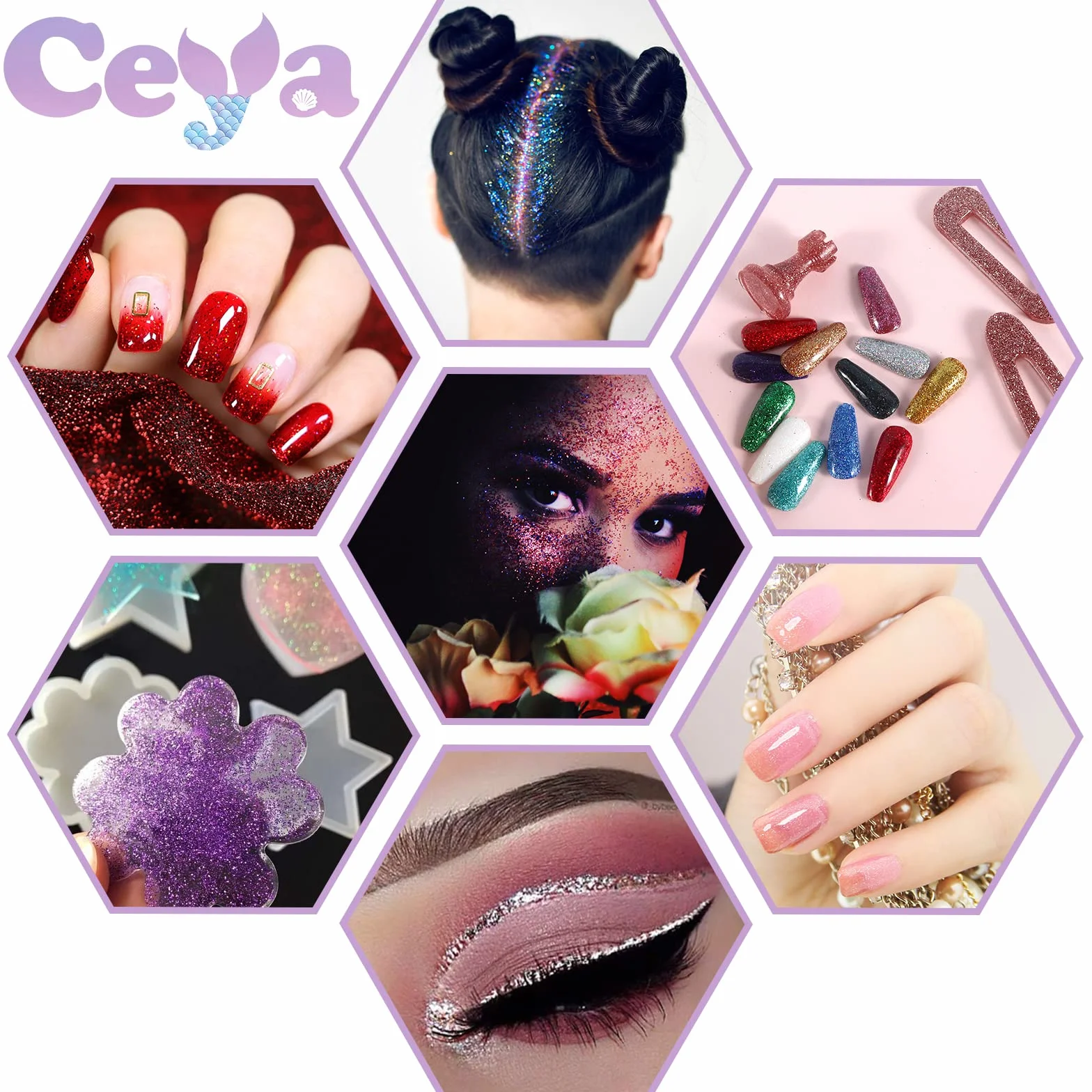 Ceya 100g Ultra Fine Glitter Polvere Colorata Iride Bianco per Slime, Resina Epoxy, Tumbler, Nail Art, Trucco, Scrapbook, Carte di Nozze, Gioielli, Pittura, Arti