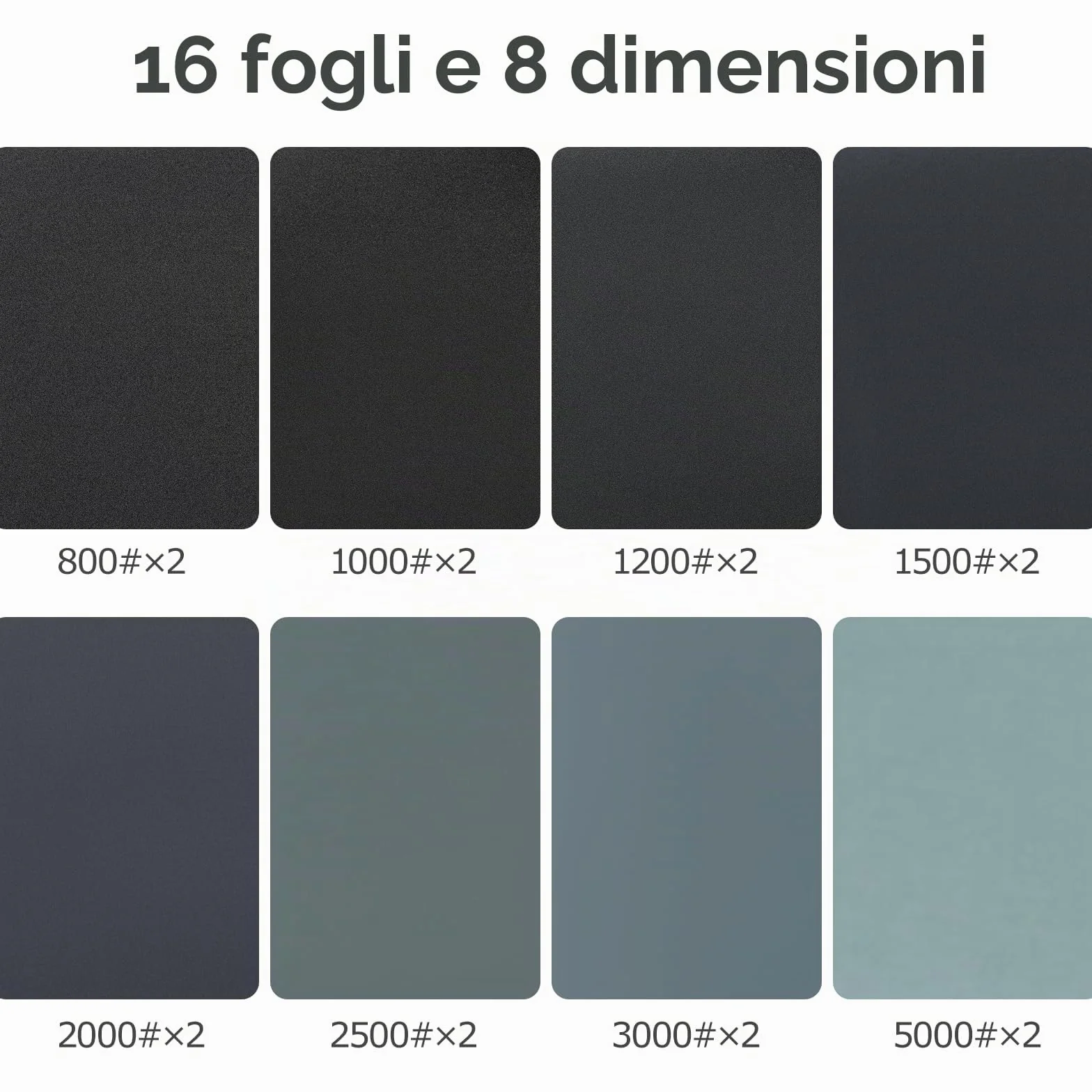 Fein Set di carta vetrata 23x28 cm 5000 4000 3000 2000 1500 1200 1000 800 bagnata e asciutta