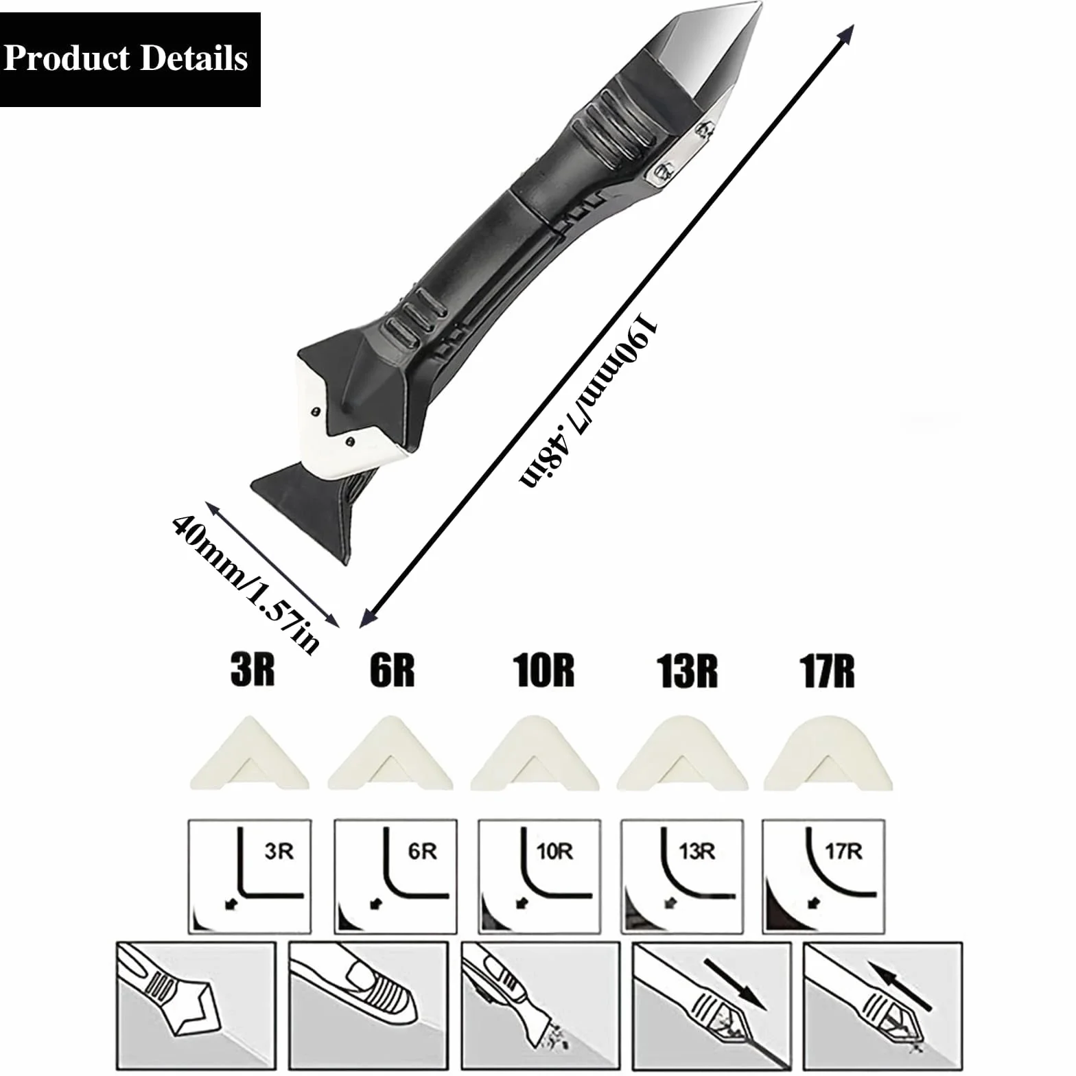 Strumento Rimozione Silicone 5 in 1 Raschietto Kit Spatola per Sigillante Applicatore