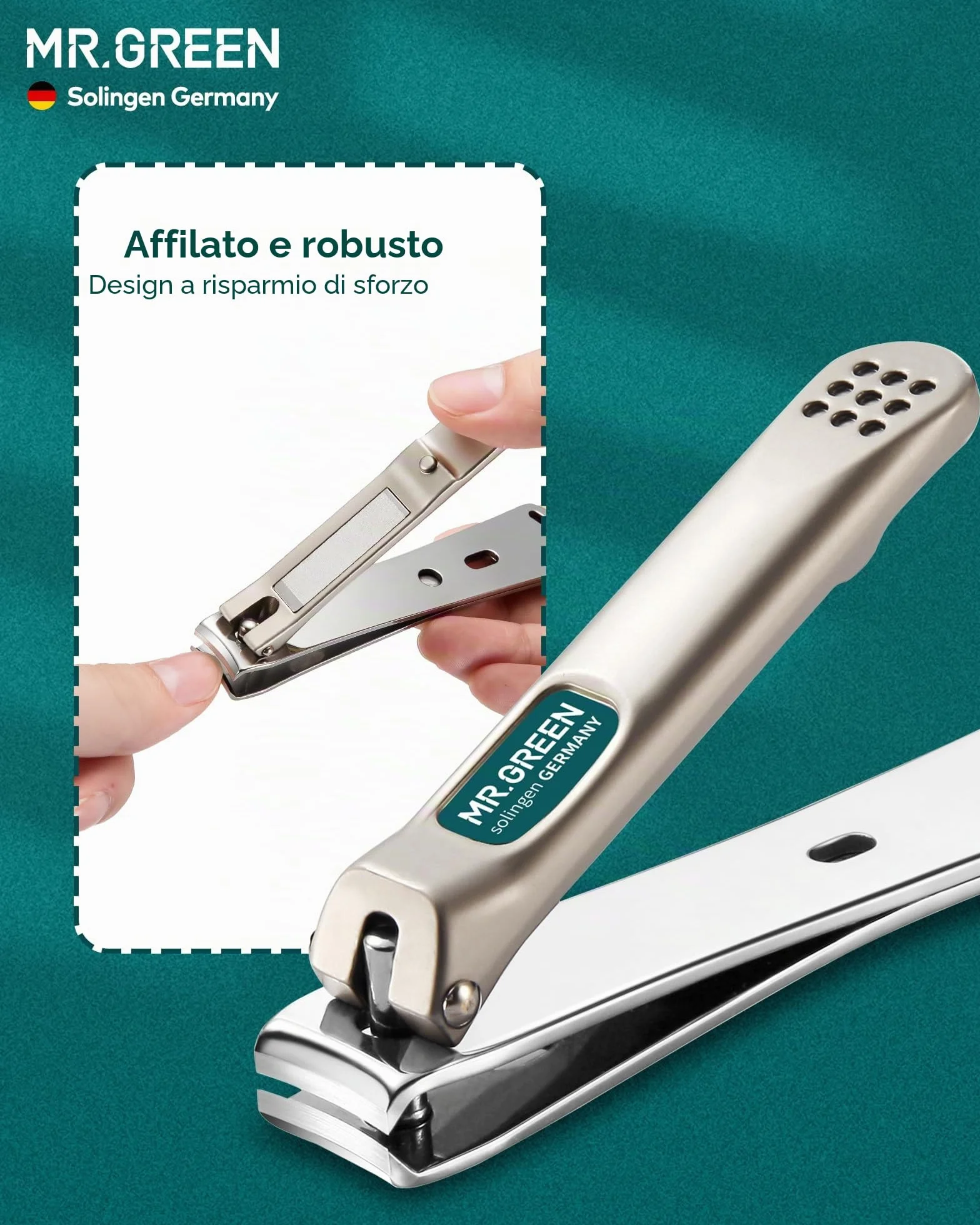 Set per Manicure e Pedicure - Kit di 3 Tagliaunghie Con Custodia in Pelle, Acciaio Inox Resistente, Inclinate - per Uomini e Donne