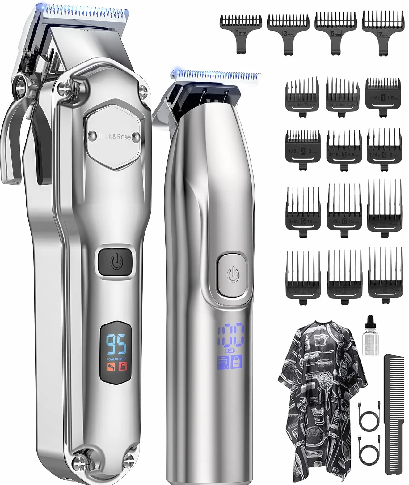 Tagliacapelli uomo professionale & T-blade, Macchinetta per capelli, Regolabarba, Tagliacapelli elettrico, set da toelettatura IPX7 impermeabile ricaricabile per uomo