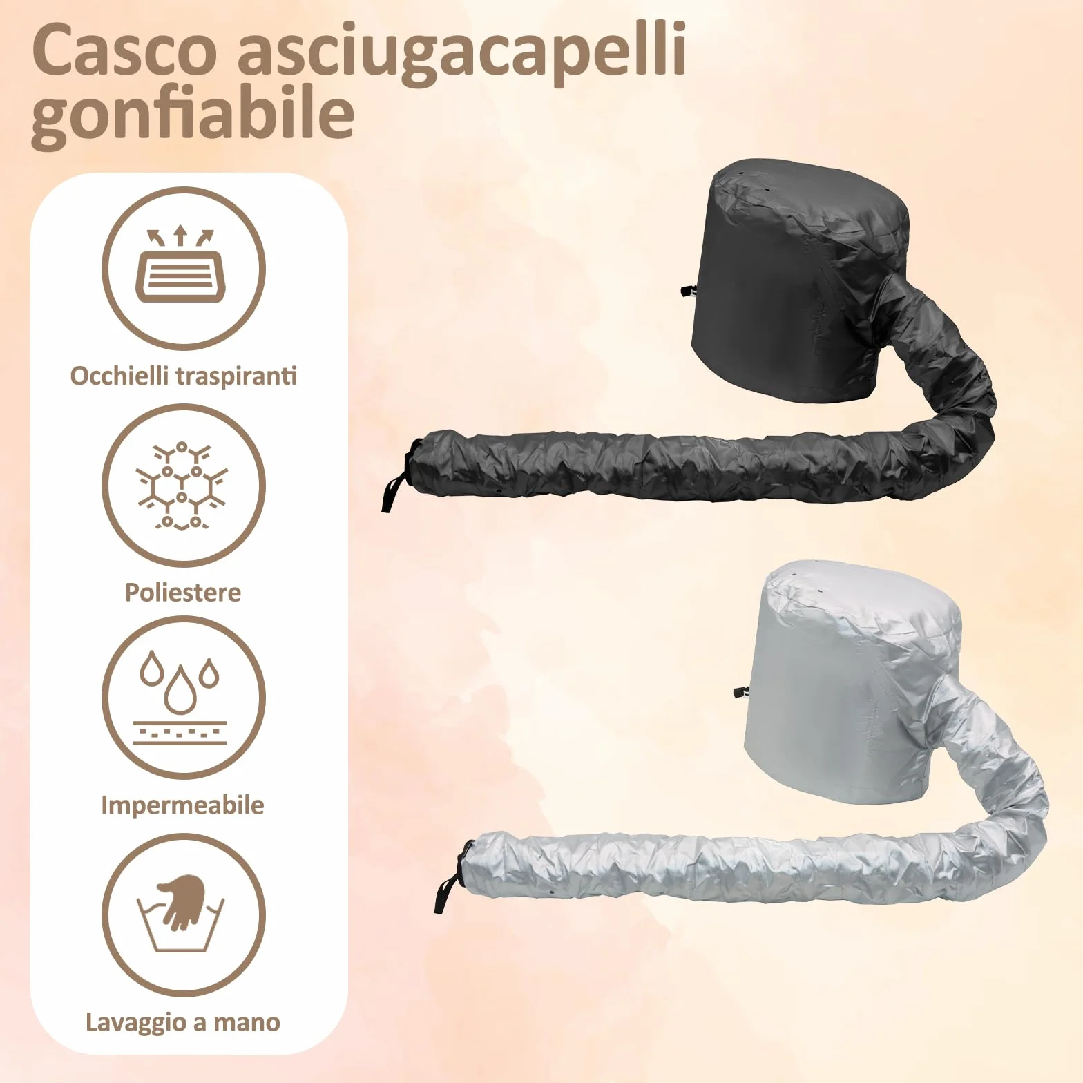 2 Pezzi Casco per Asciugatura Cuffia Asciugacapelli, Cuffia Casco Asciugacapelli per Ricci per Phon per Uso Domestico, Asciugatura