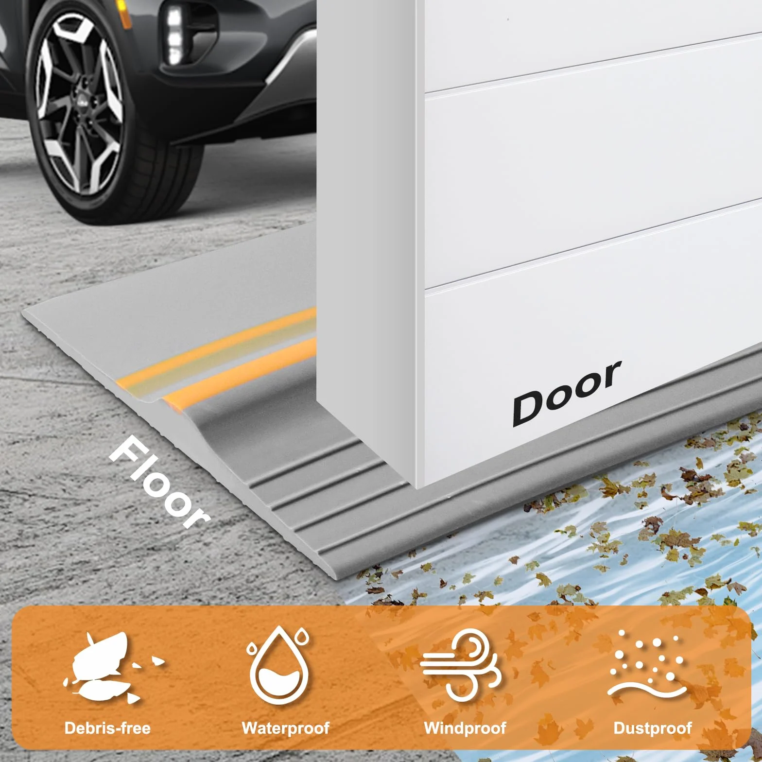 Guarnizione Porta Garage Universale Grigio 6m×100mm×25mm Striscia di Soglia