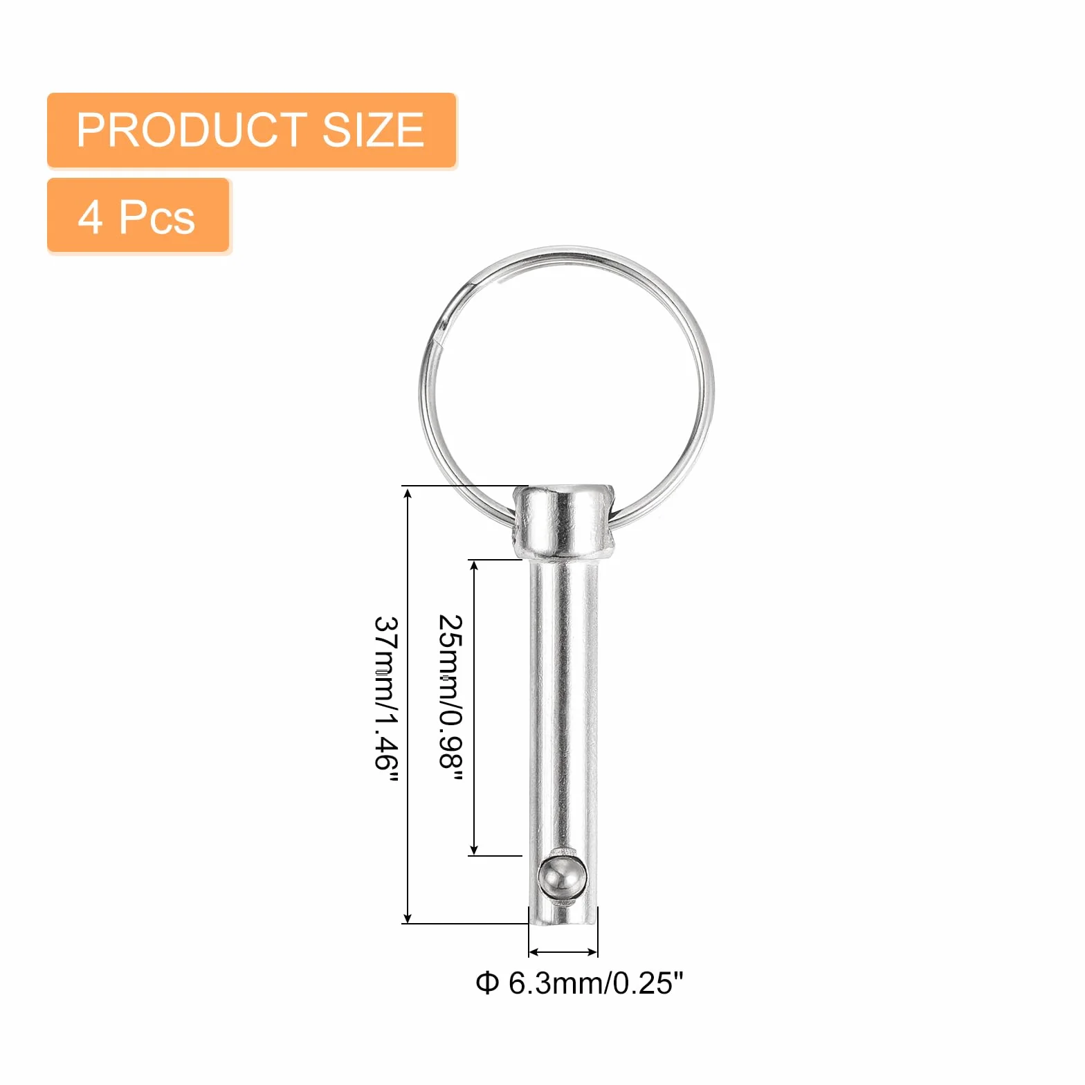 QUARKZMAN 4 Pcs Perni A Sgancio Rapido 6.3mmx25mm Acciaio Al Carbonio Hardware Nautico