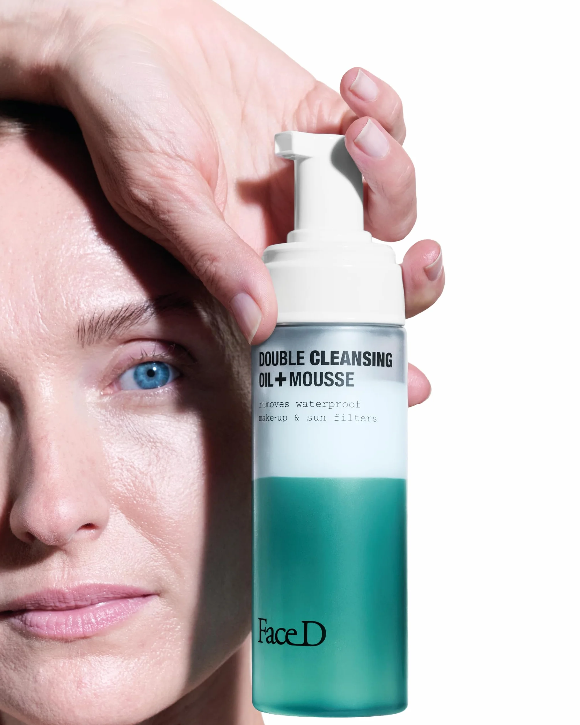 Face D - Double Cleansing, 160 ml, Detergente Viso Bifasico, Olio Struccante + Mousse, Rimuove Trucco Waterproof