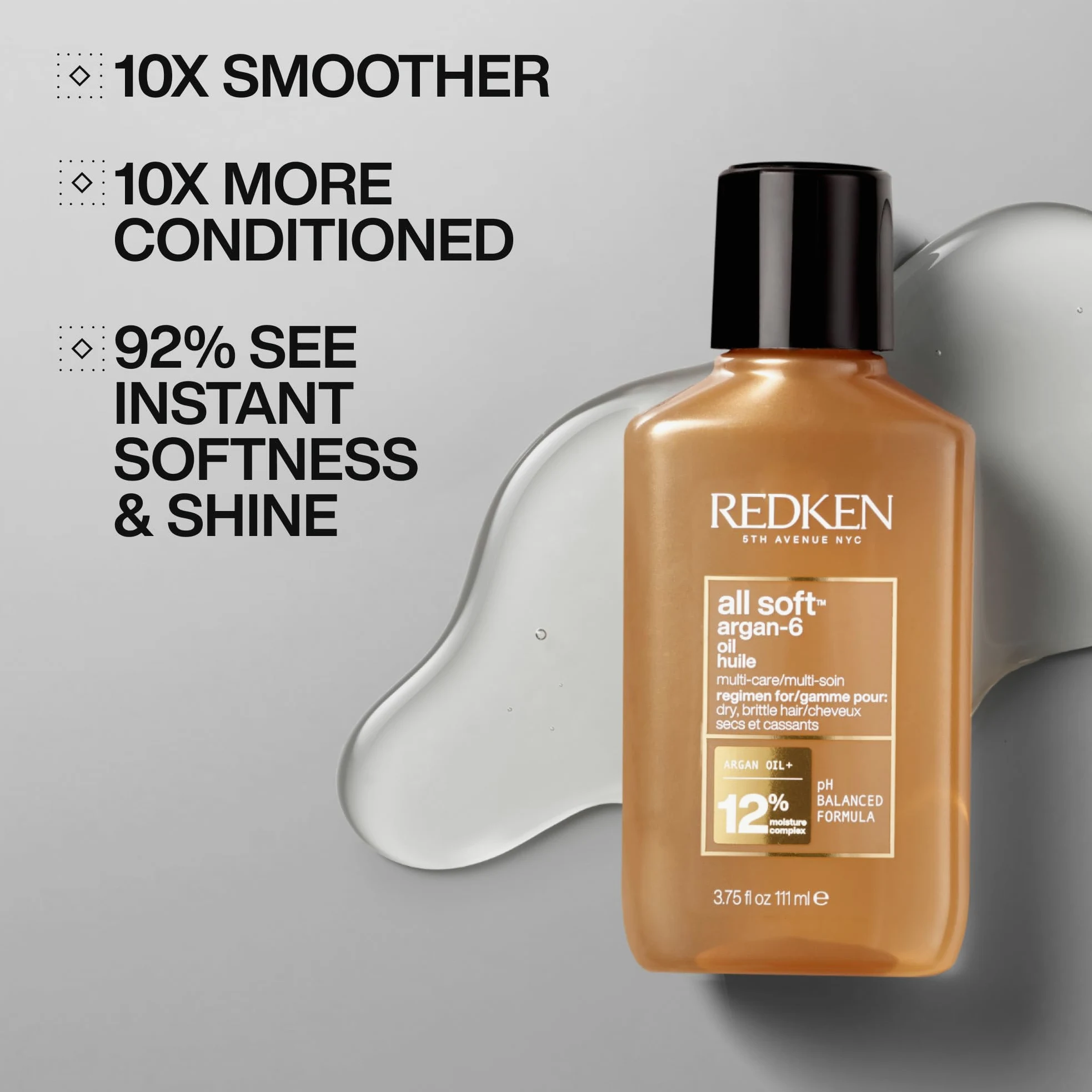Redken | Olio professionale Argan-6 Oil All Soft, Idratante per capelli secchi e fragili, 111 ml