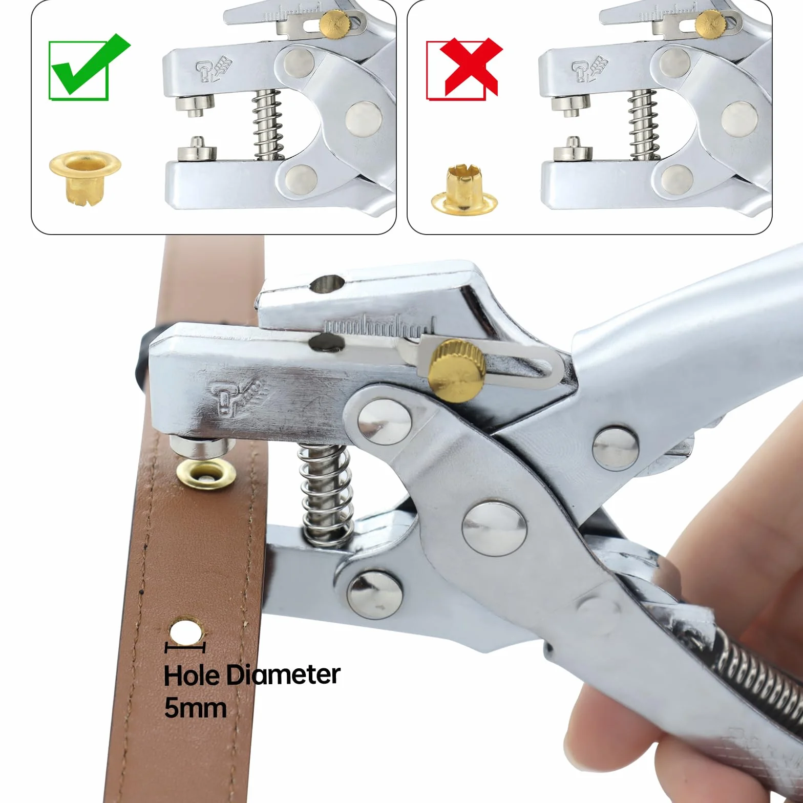 Pinza Per Occhielli 5mm Con Occhielli Metallici Per Pelle Carta Cintura