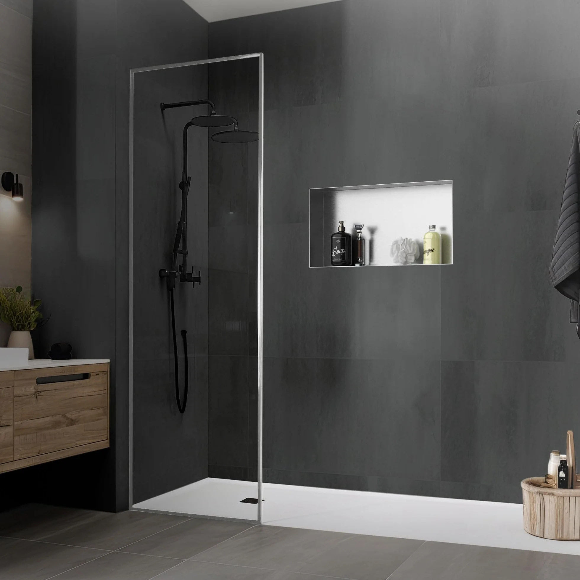 LuxeBath Nicchia a Parete senza Cornice in Acciaio Inossidabile 60x30x10 cm Argento per Bagno