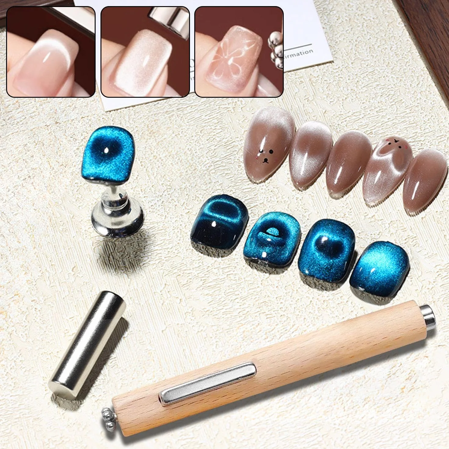 Bastoncini Magnetici da 2 Pezzi, Accessori per Nail Art Multifunzionali, Strumenti per Creare Effetti Occhi di Gatto, Adatti per Scene di Nail Art Fai-da-Te.