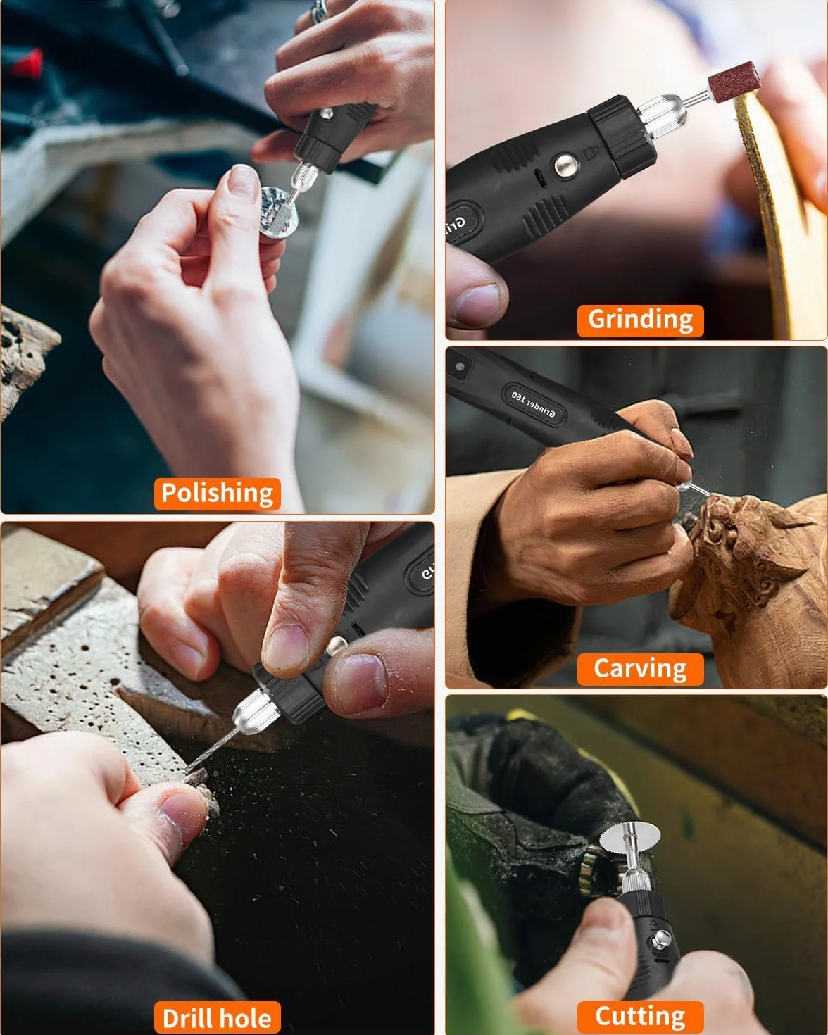 Utensile Rotante Multifunzione 104 Accessori 5 Velocità Variabile 5000-18000 RPM Mini Trapano Elettrico Smerigliatrice per Incisione Taglio Foratura Lucidatura