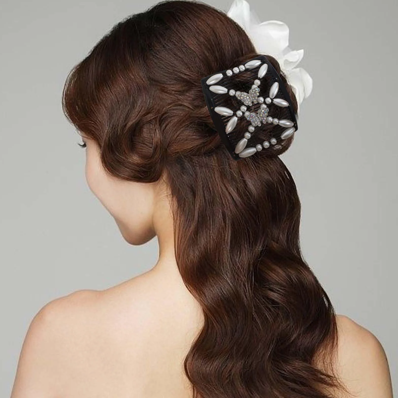 4 Pezzi Magic Hair Comb per Capelli, Pettini per Capelli Fermagli per Capelli, Doppio Pettine Fermacapelli Signore Clip, Fermagli a Pettine Magico Elastici per Donne Ragazze Accessorio per Capelli