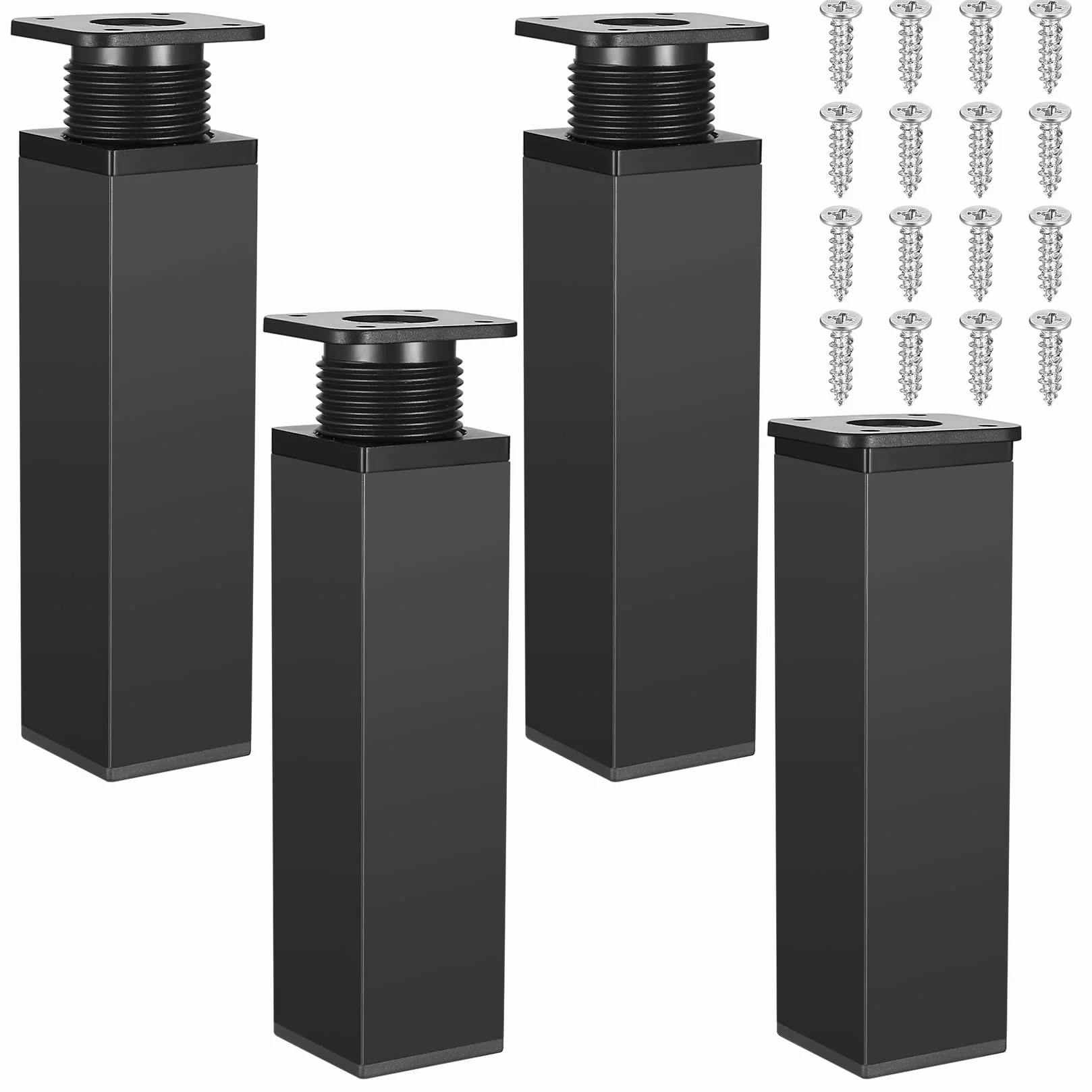 Gambe per Mobili Regolabili in Altezza 4 Pezzi 15 cm Nero