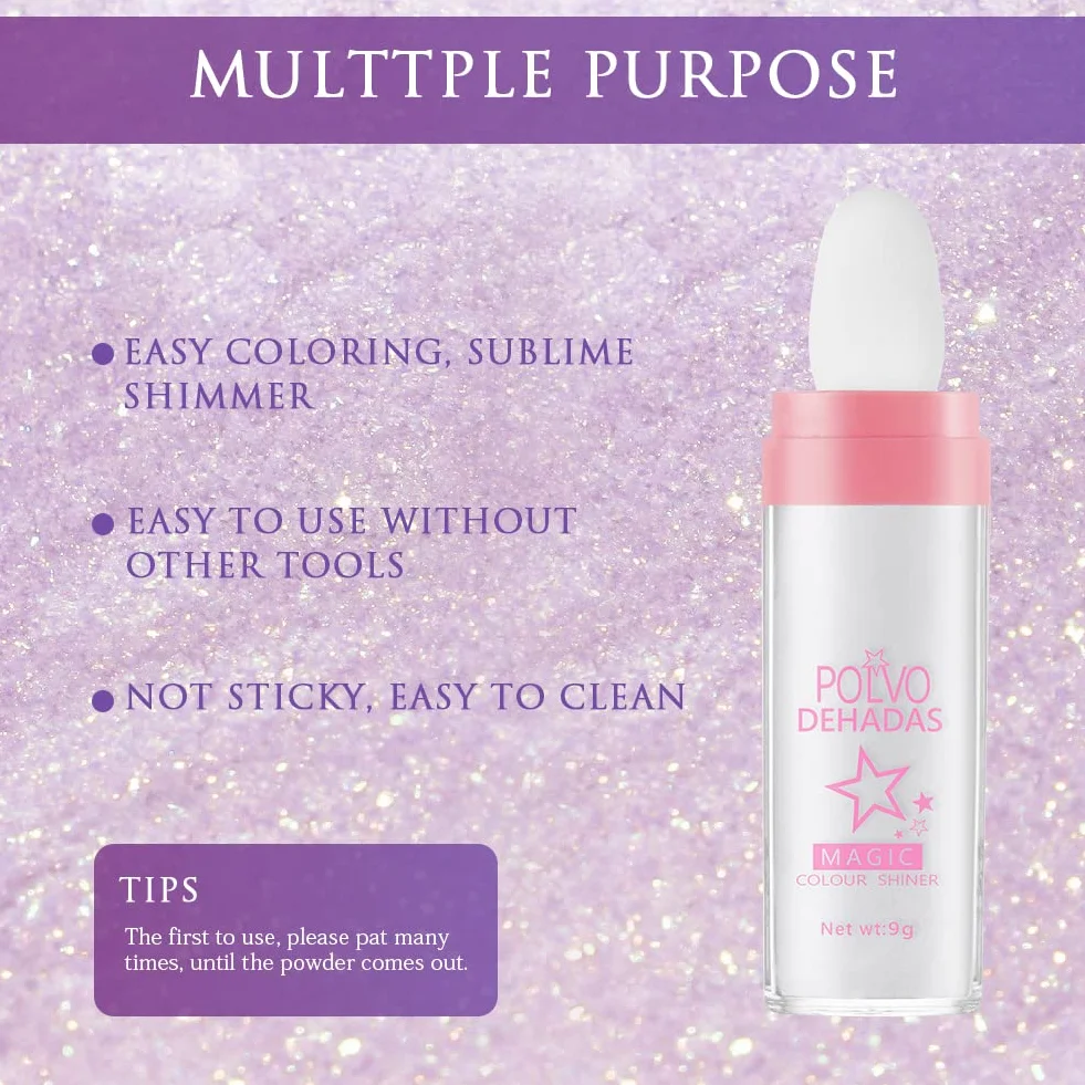 AOOWU Powder Stick, Polvere Corpo Glitter Evidenziatore in Polvere per Viso e Capelli, Patting Powder con Effetto Brillante per Festival e Feste(Bianco)
