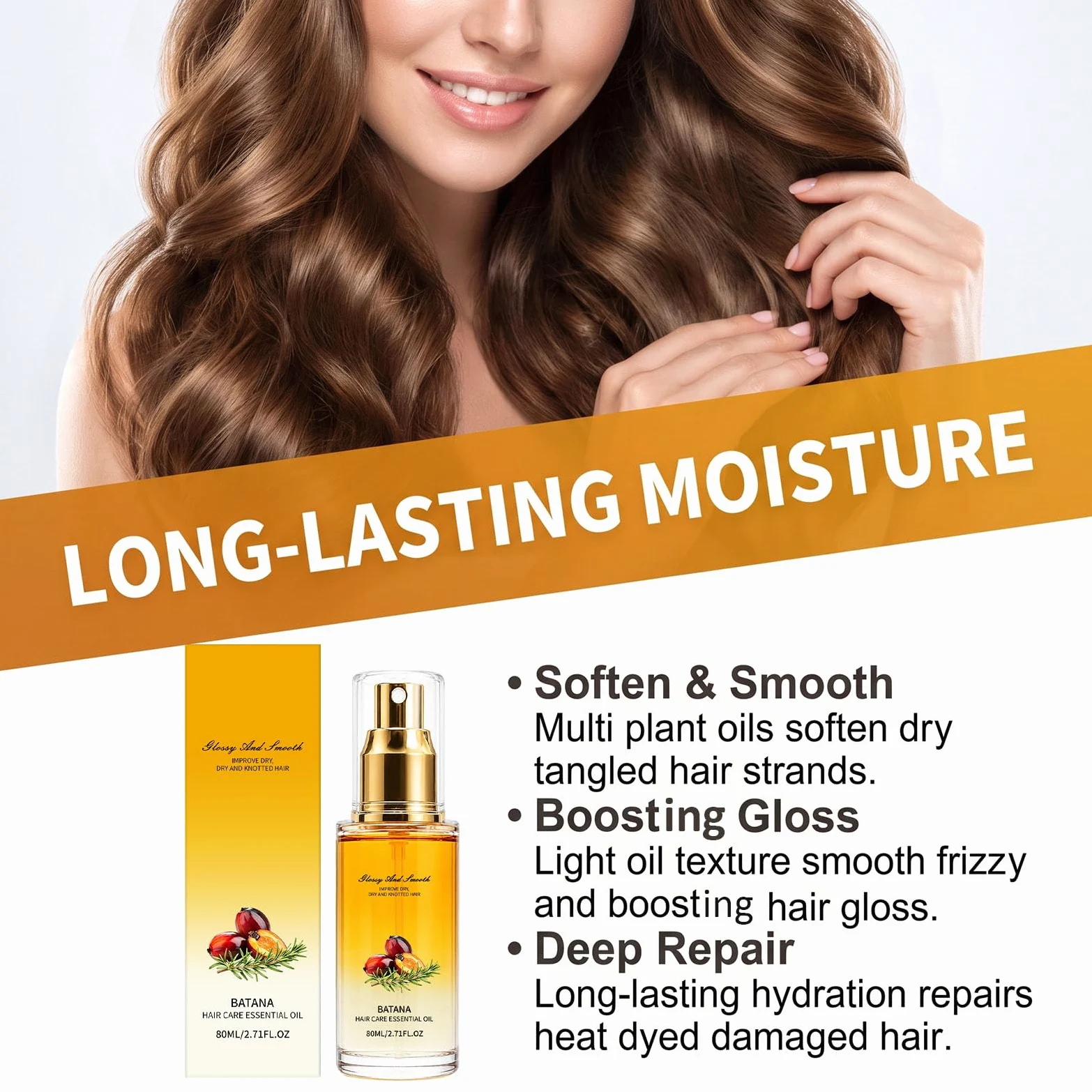 Olio capelli al batana per capelli secchi e crespi, cura fortificante (5Pcs)