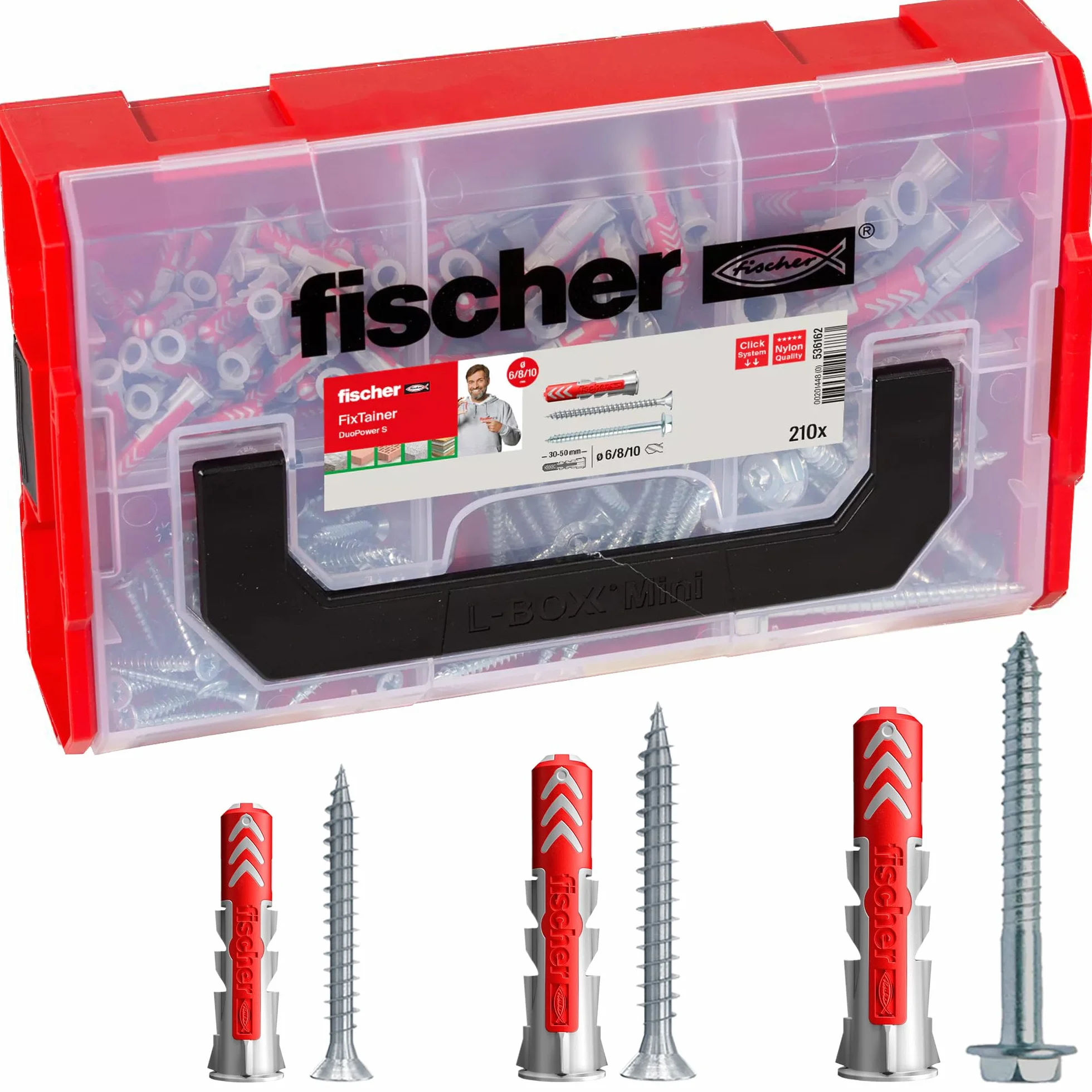 Fischer FixTainer DuoPower valigetta assortimento tasselli e viti kit fissaggio 210 pezzi 6x30 8x40 10x50 mm