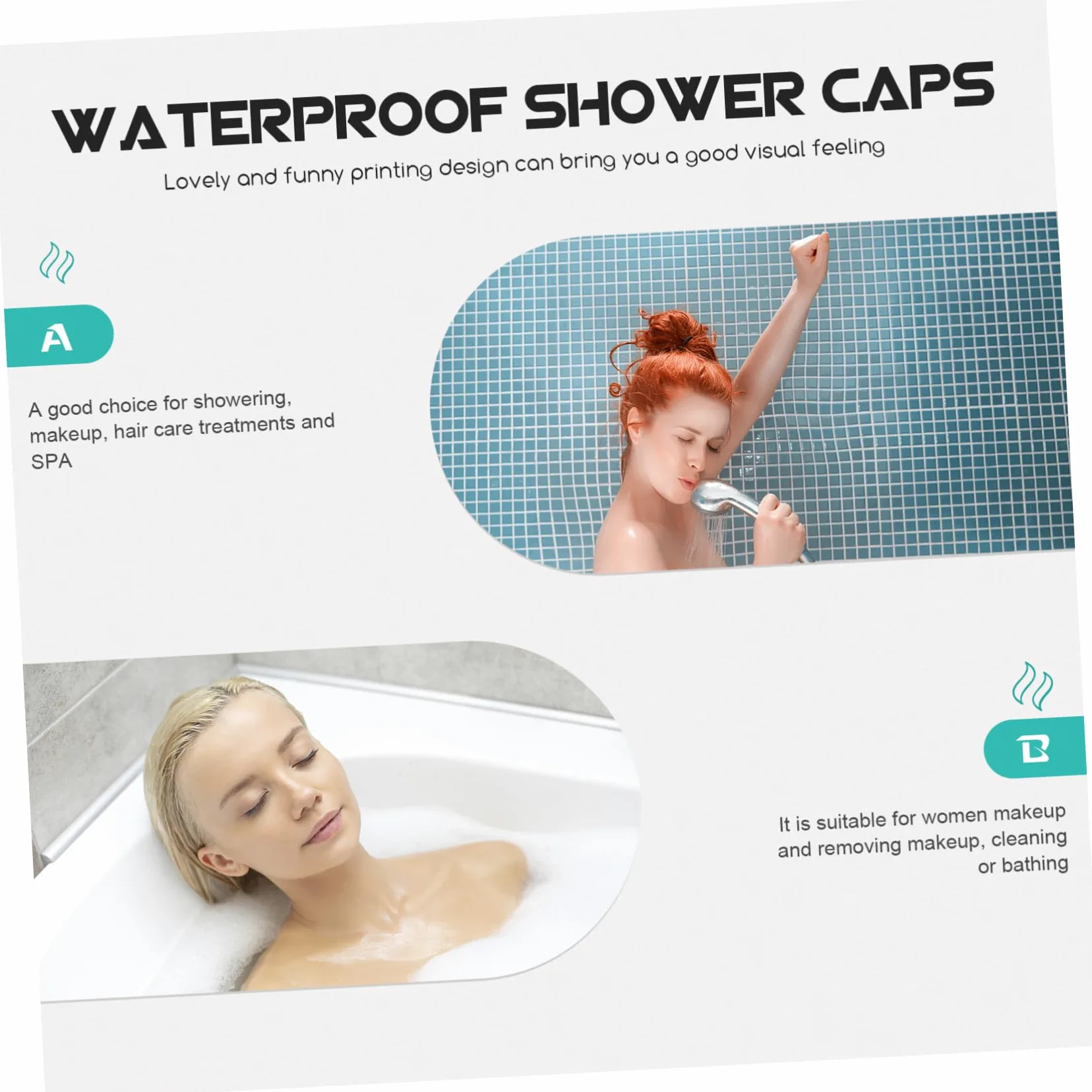 POPETPOP 12pezzi Cuffie Impermeabili Peva Cappelli Da Bagno Eleganti Per Uso Quotidiano e Saloni Di Colori Cuffie Riutilizzabili e Resistente