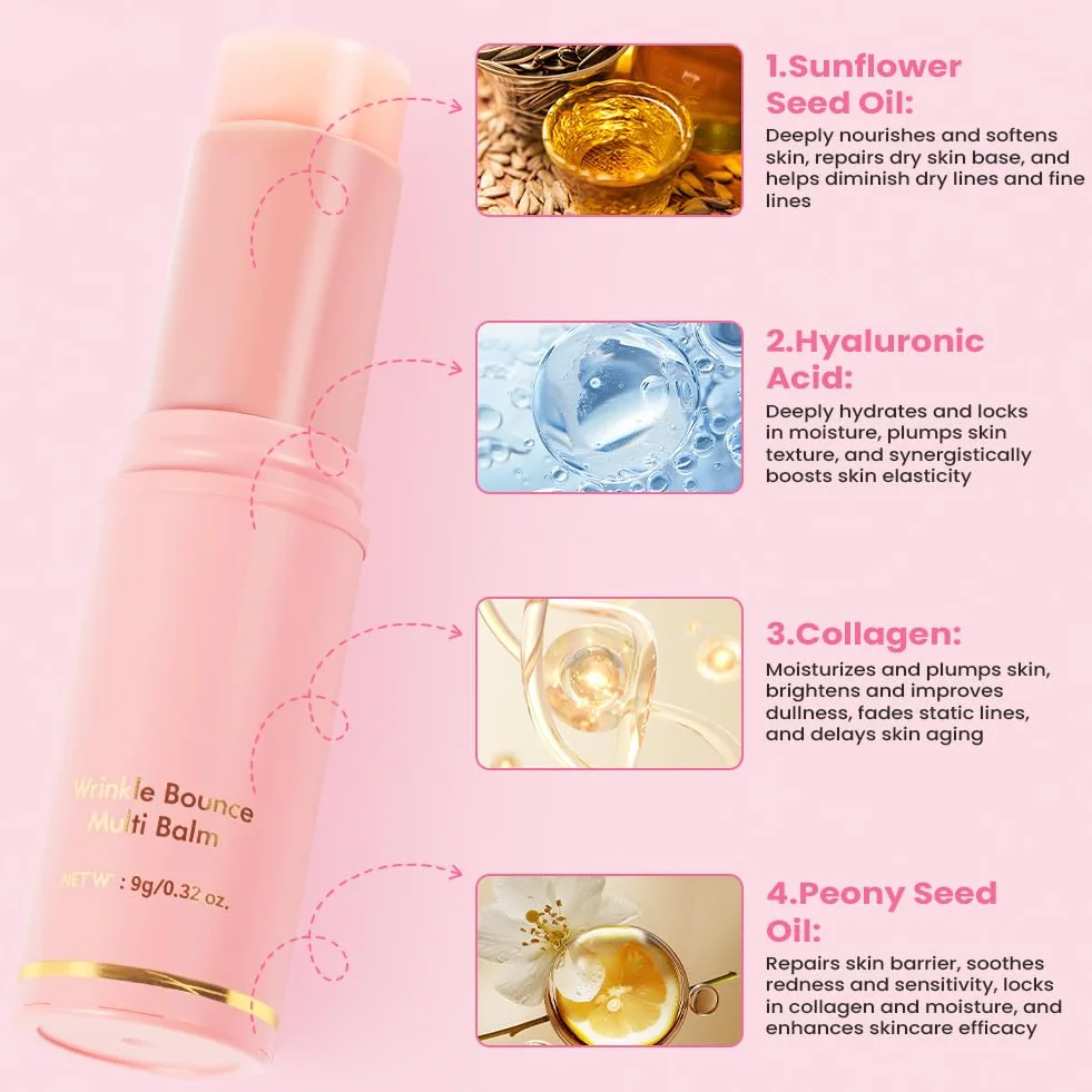 Aomig 2 Pezzi Multi Balm Stick, Calcium Stick Antirughe con Estratto di Collagene, Sticks Idratante al Collagene Per Occhi, Collo e Viso, Balsamo Anti-Età, Idratante, Antirughe