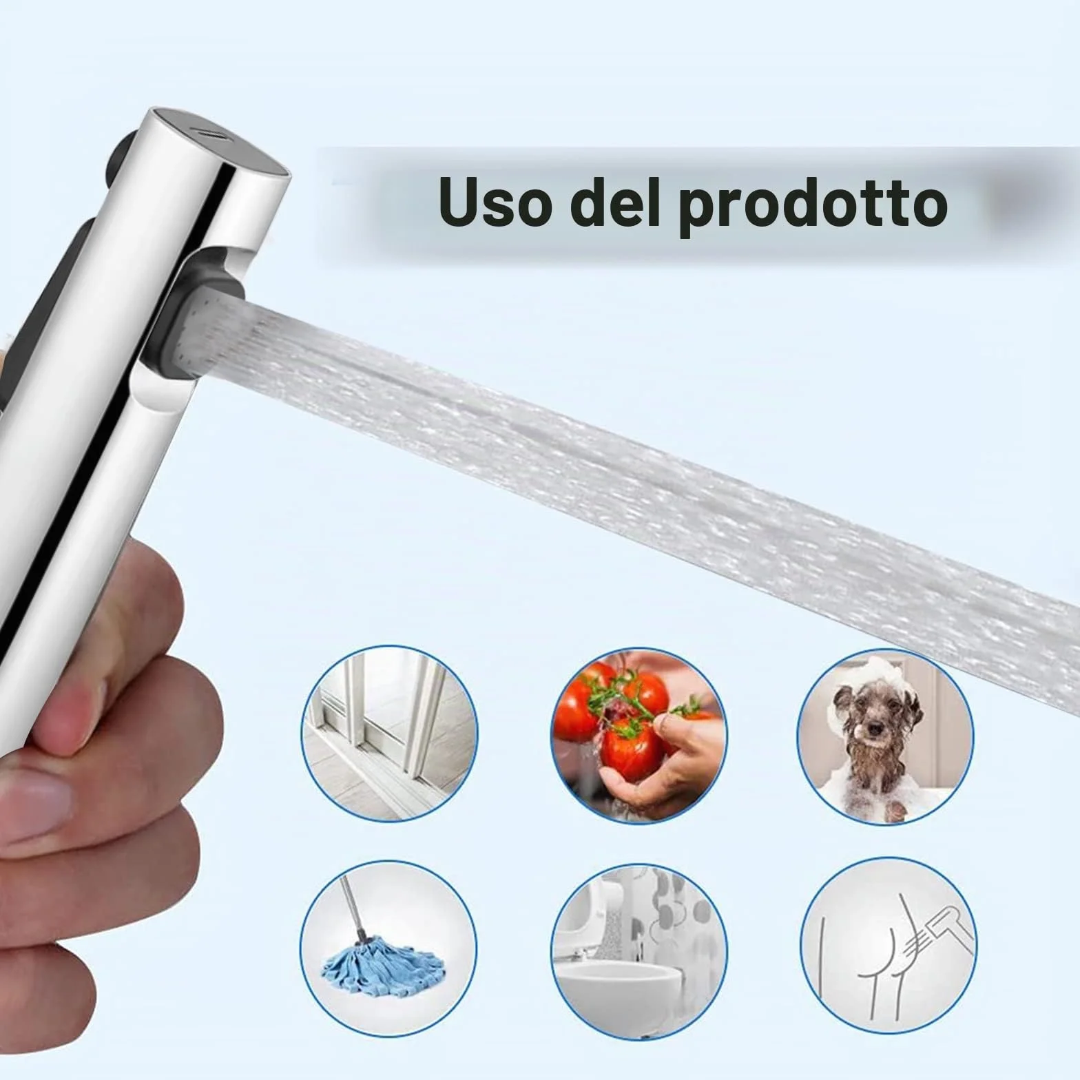 Bidet Portatile Kit Doccetta ABS Spruzzatore Bidet WC Doppia Modalità con Deviatore Doccia 2 Vie Tubo Flessibile 150 cm