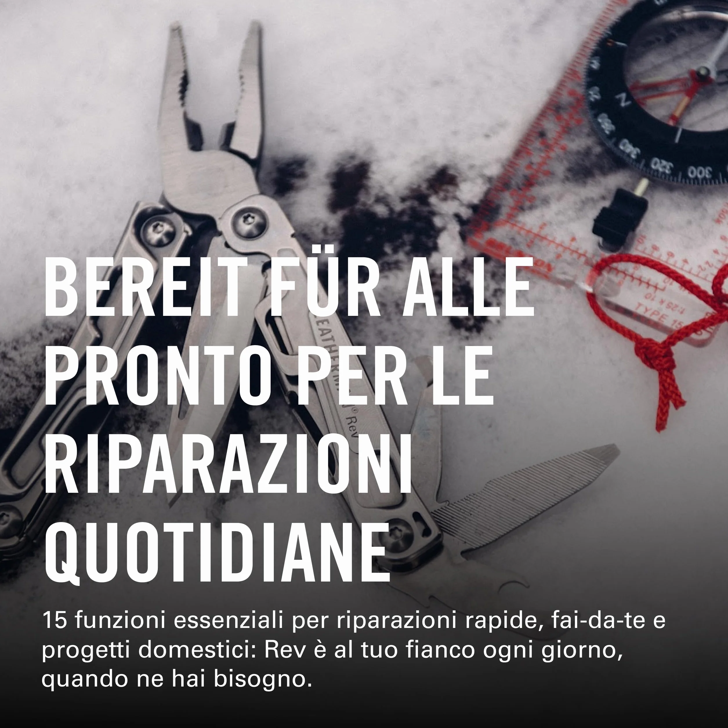 Leatherman Rev Multiutensile 14 Strumenti Lama Acciaio Inossidabile Argento
