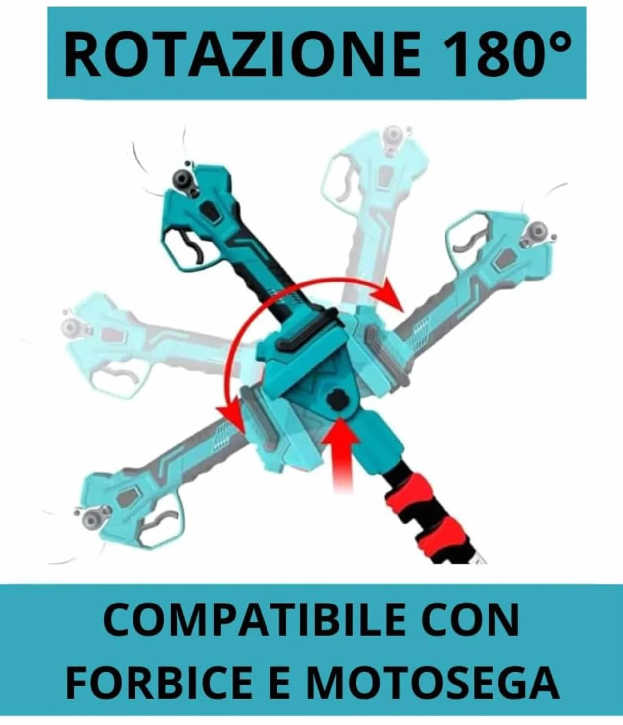 Accessori Kit Potatura 3 in 1 a Batteria: Forbici Elettriche + Mini Motosega 6” + Asta Telescopica 128-248 cm
