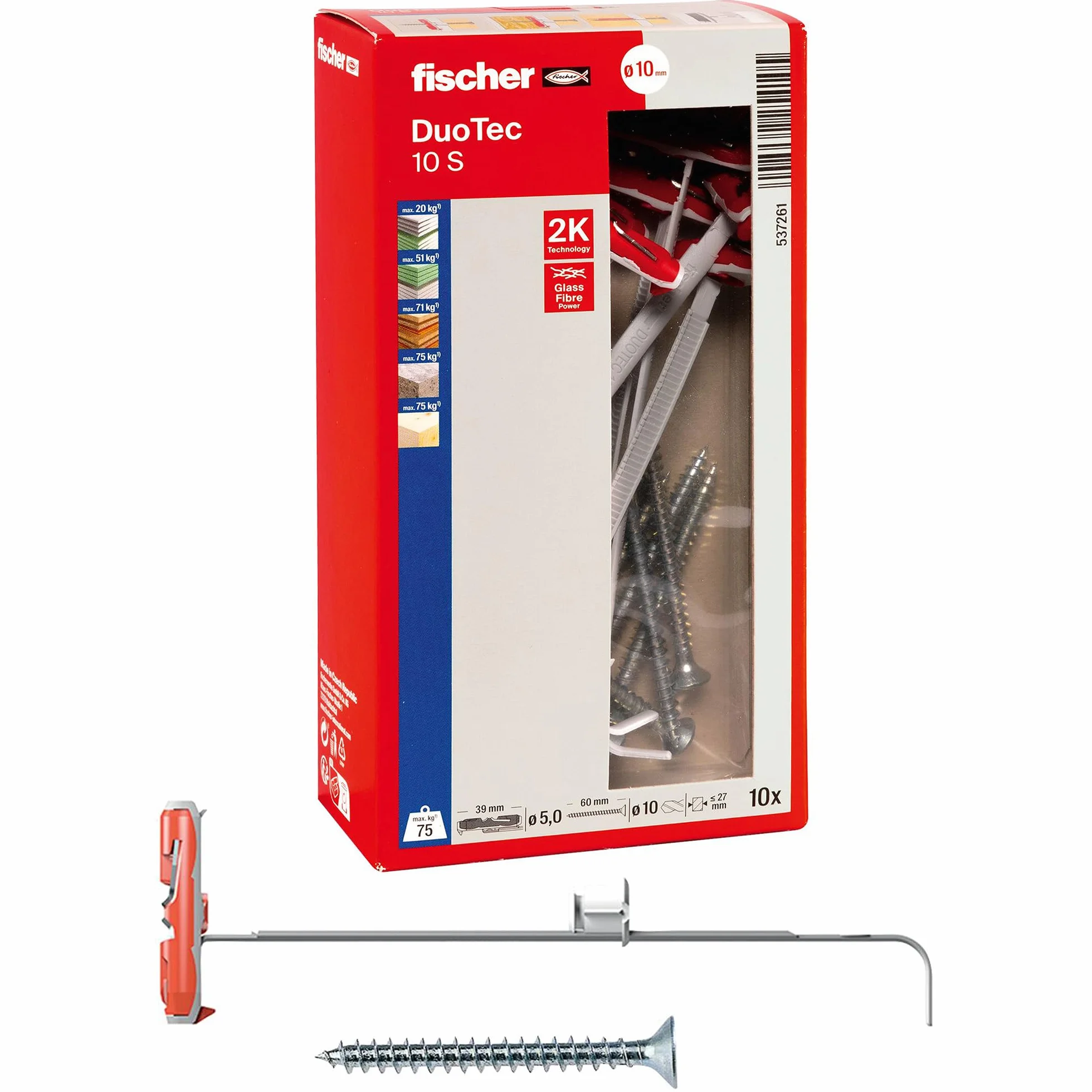 Fischer DuoTec 10mm Tasselli con Vite per Carichi Pesanti su Cartongesso