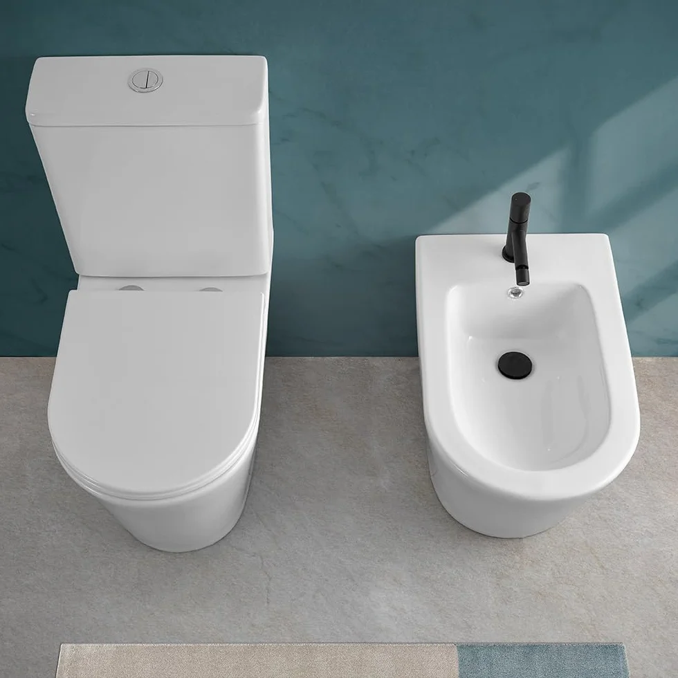 Filomuro Monoblocco WC Con Tornado Senza Brida Scarico Parete Pavimento KLAN