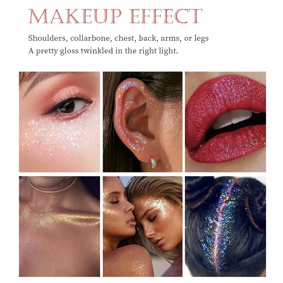Biodegradabile Face Glitter Gel, Holographic Body Glitter Gel Sirena Liquido Eyeshadow Glitter Fine per Corpo, Viso, Capelli, Festival Glitter a lunga durata Sparkling 1.4 oz (#02)