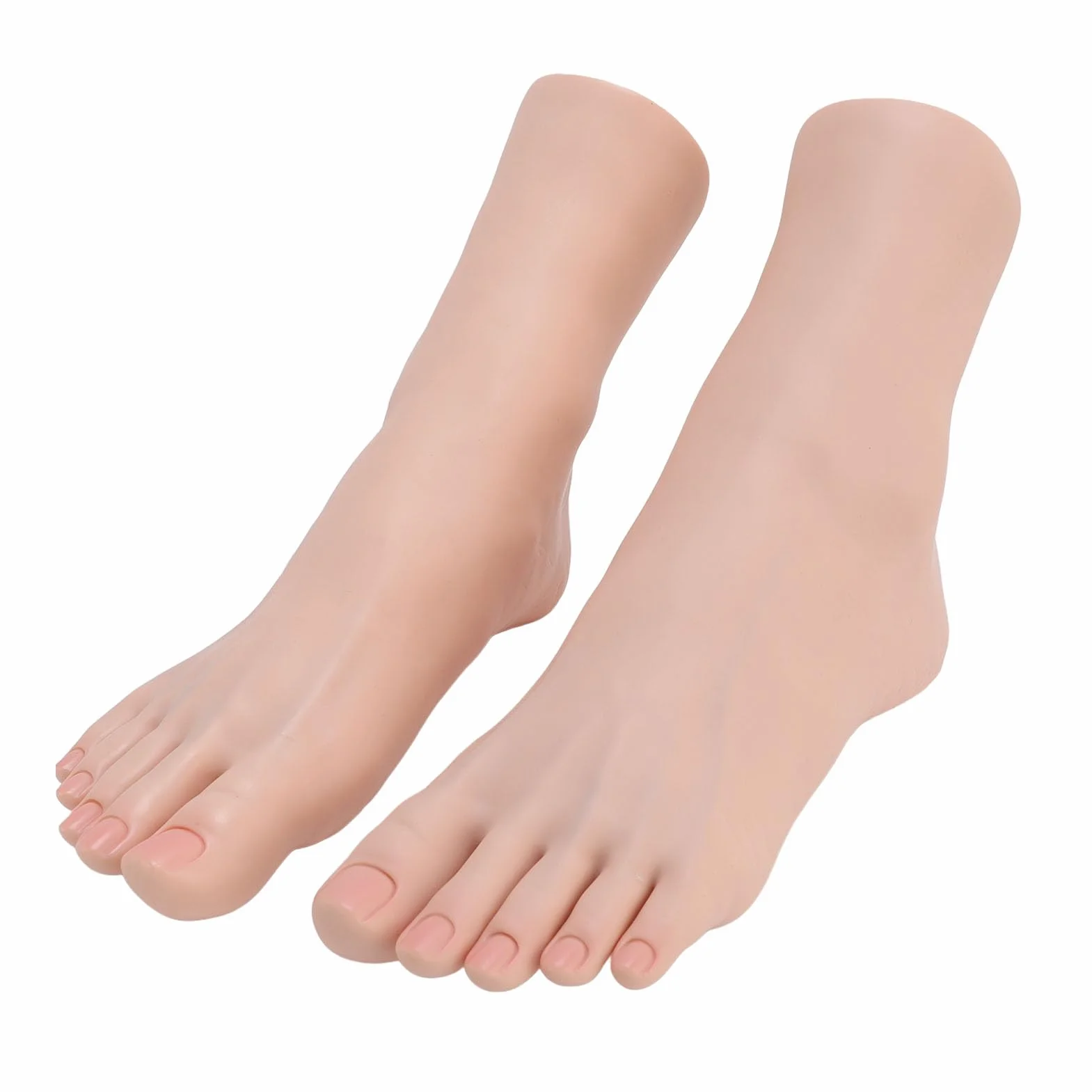 1 Paio di Modelli di Piede in Silicone, Piedi Finti Femminili con Posizionamento dell'Articolazione del Piede, Piedini in Silicone per Nail Art, Display per Sandali con