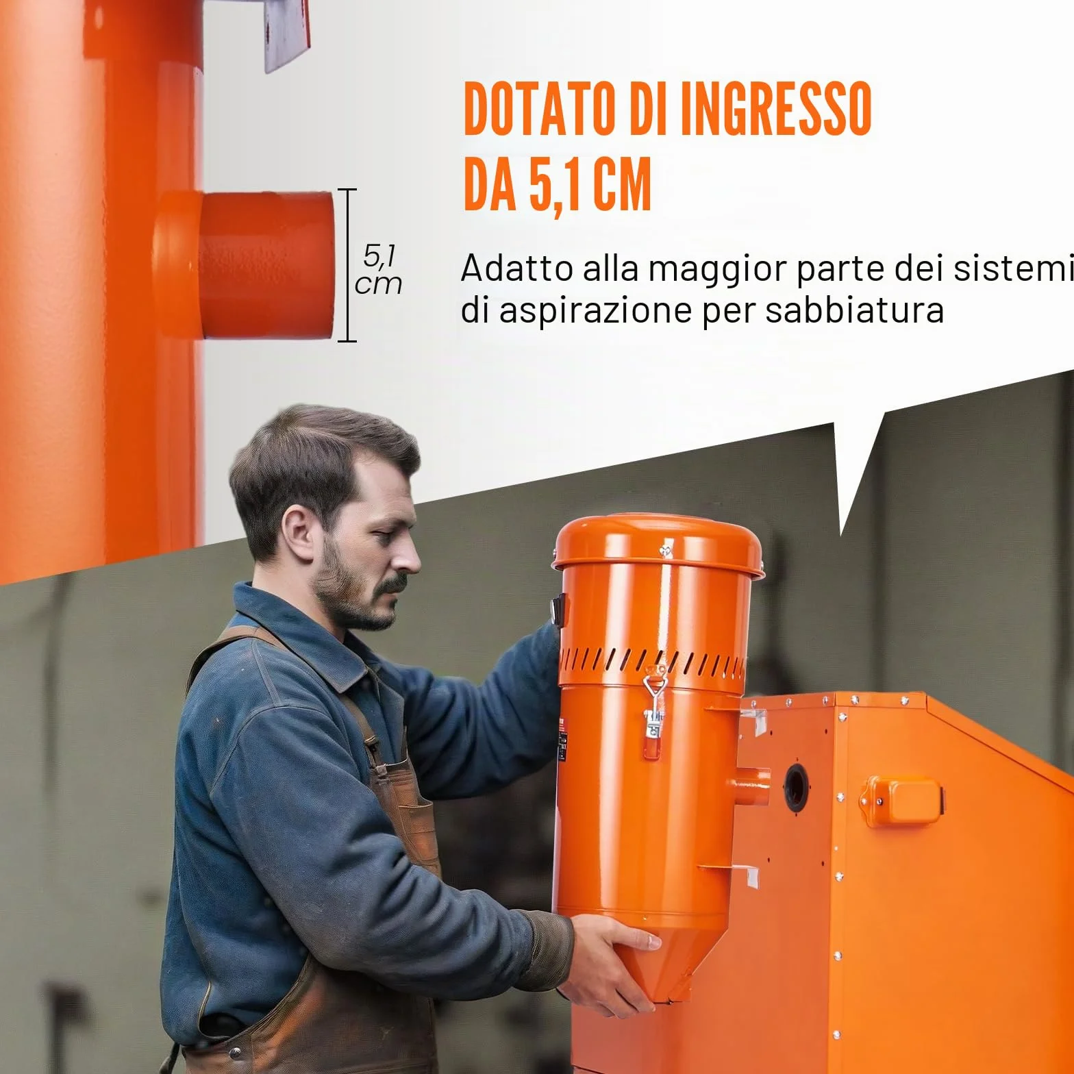 VEVOR Sistema di raccolta polveri 1450 W 1,8 galloni per sabbiatrici