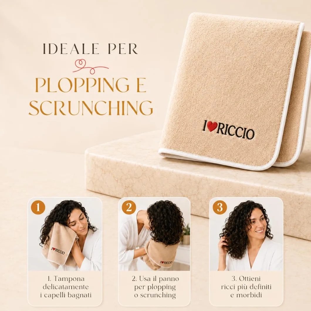 Ilovericcio Asciugamano Capelli Ricci in Microfibra, Asciugamano Plopping e Scrunching per Onde e Ricci Ideali, Rende i Capelli Morbidi e Lucidi, 90 x 54 cm