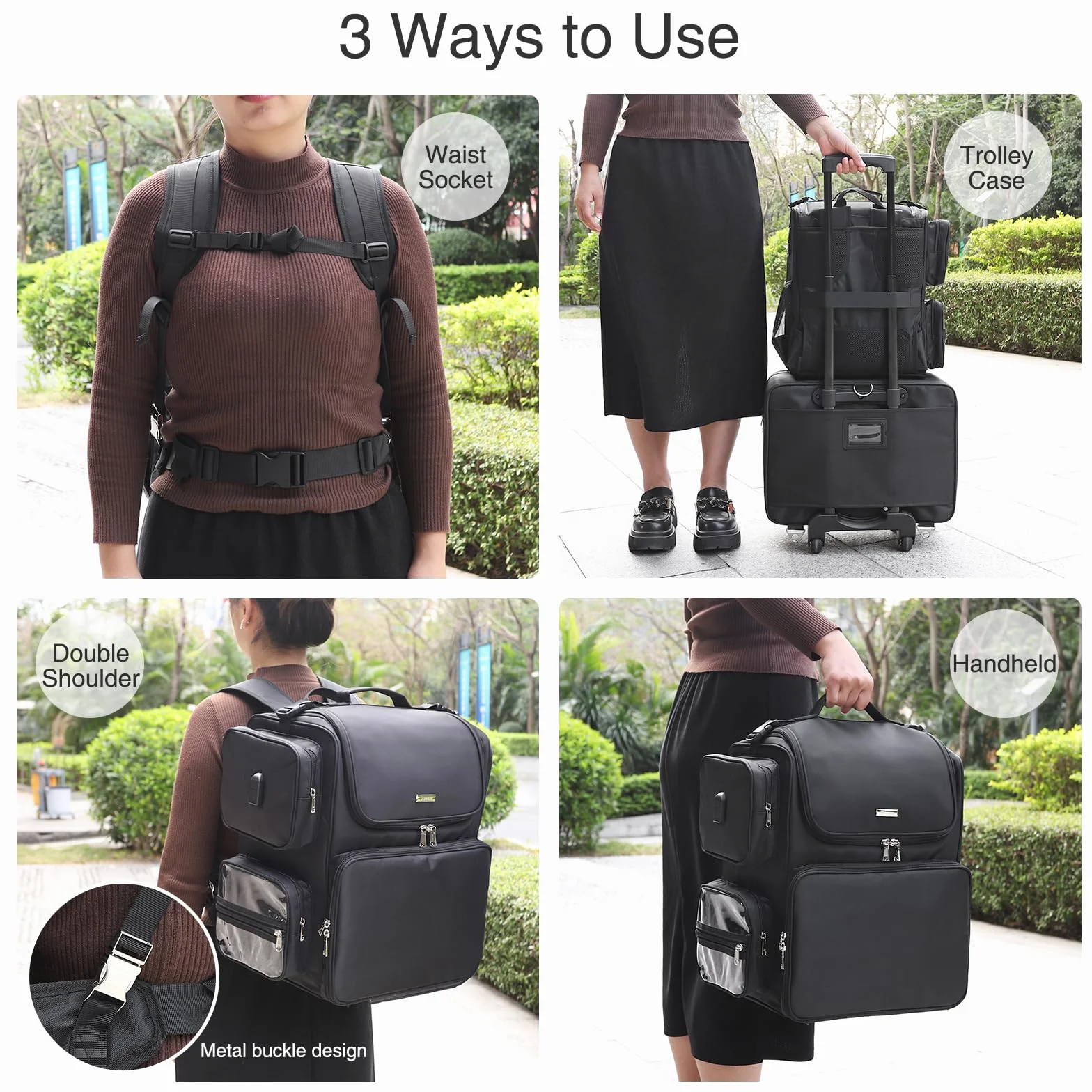 Relavel Hair Tools Borsa da parrucchiere, borsa per il trucco, isolamento termico, ferro arricciacapelli, accessori da viaggio, borsa da parrucchiere, borsa per cosmetici, zaino nero
