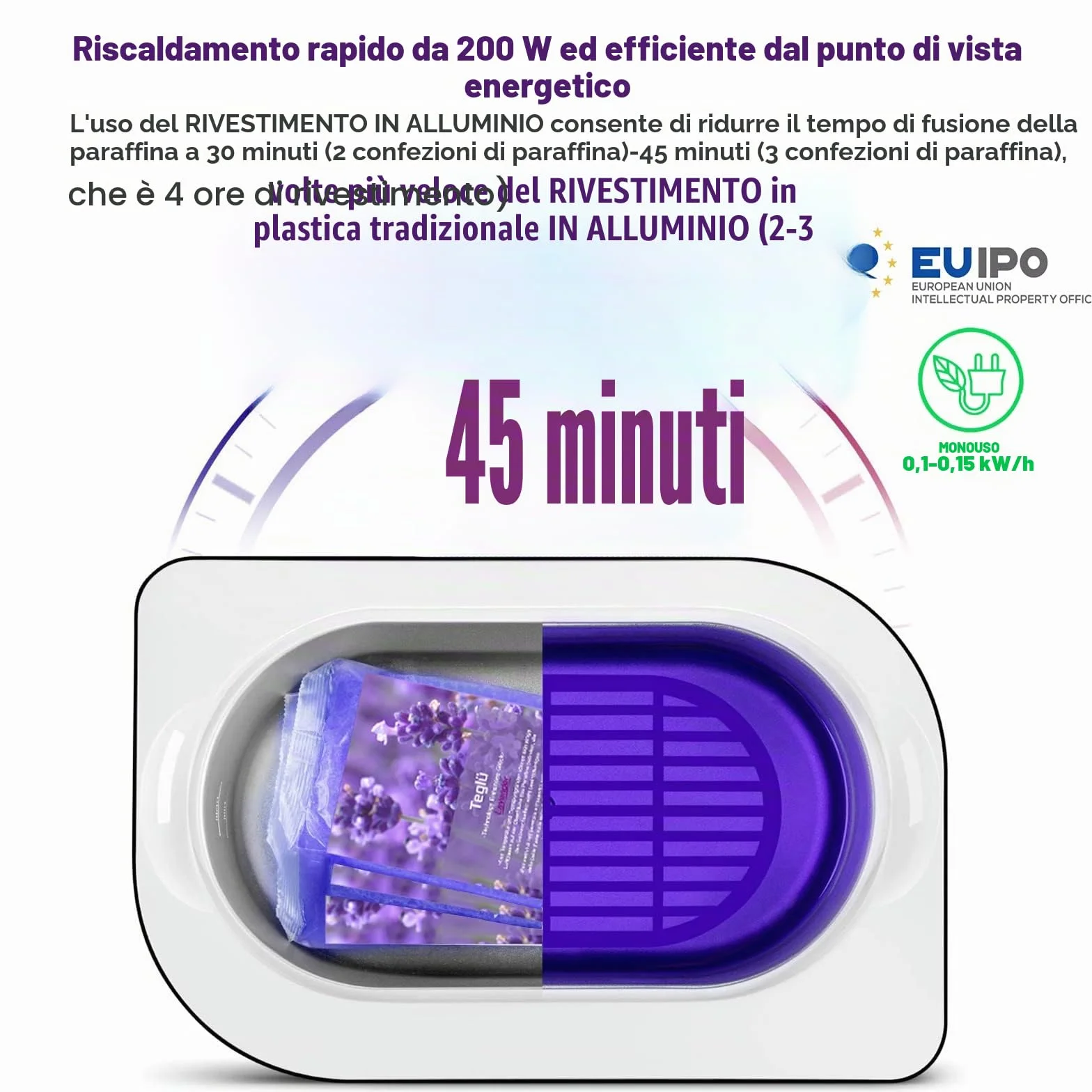 Bagno di Paraffina per Mani e Piedi 4L, Scalda Paraffina Cera 3 x 450g Paraffina/Guanti/Spazzola, 200W, Nero
