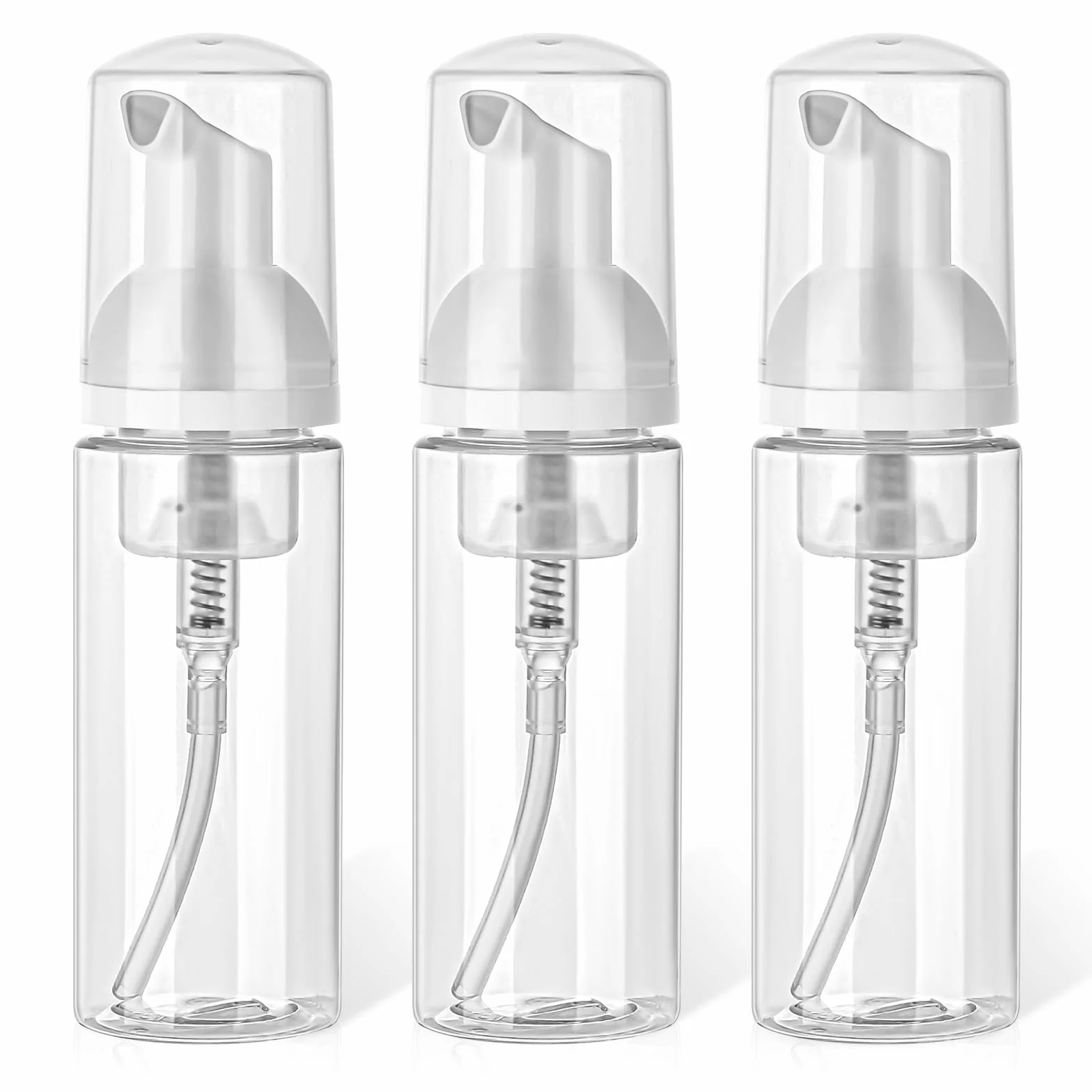 Giantree 3 dispenser di sapone in schiuma, da viaggio, di piccole dimensioni, ricaricabile, vuoto, trasparente, per sapone per mani, lavaggio viso, shampoo per ciglia, cura della pelle (60 ml/2 oz)
