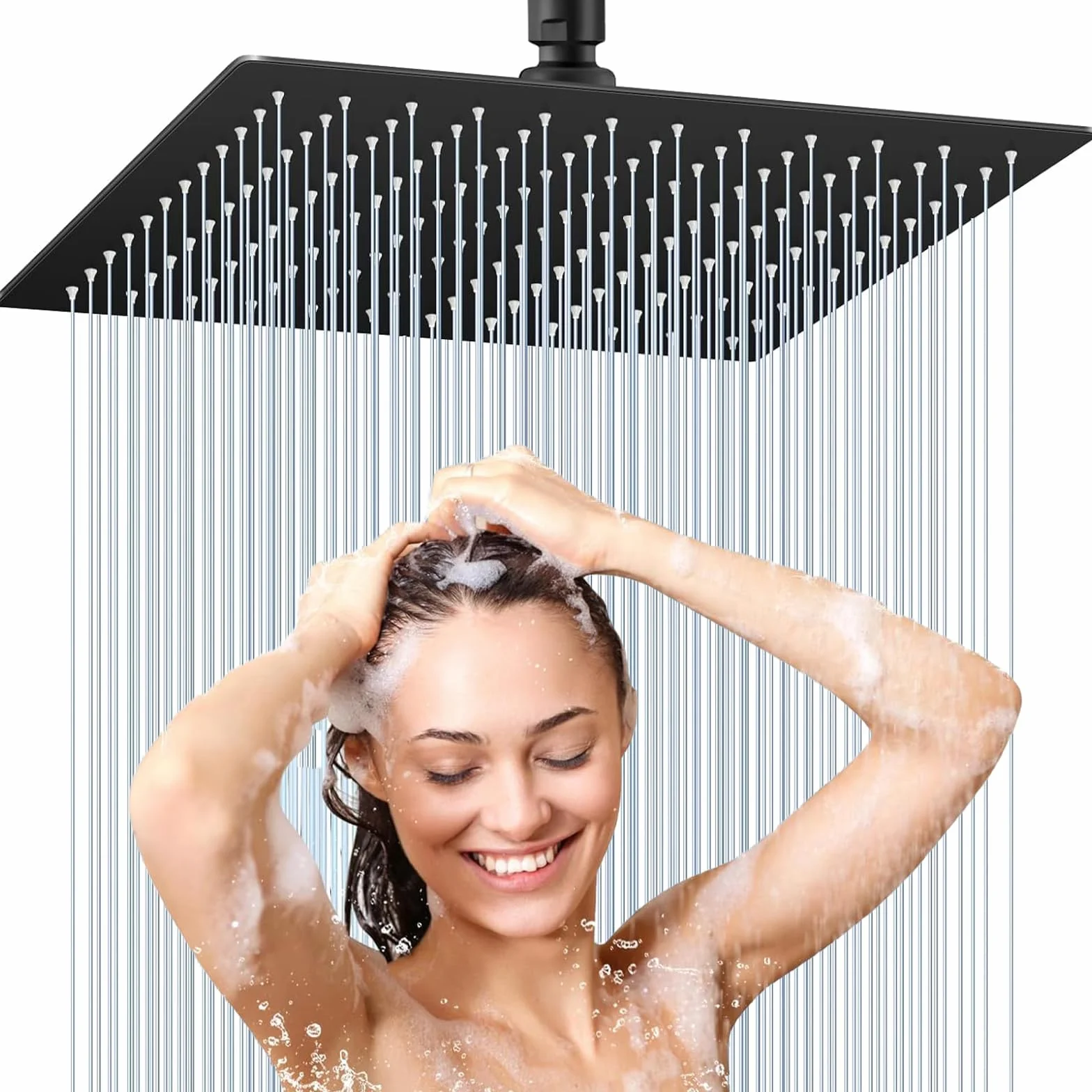 Soffione doccia a pioggia 12 pollici quadrato acciaio inox 304 30x30 cm finitura cromata spazzolata