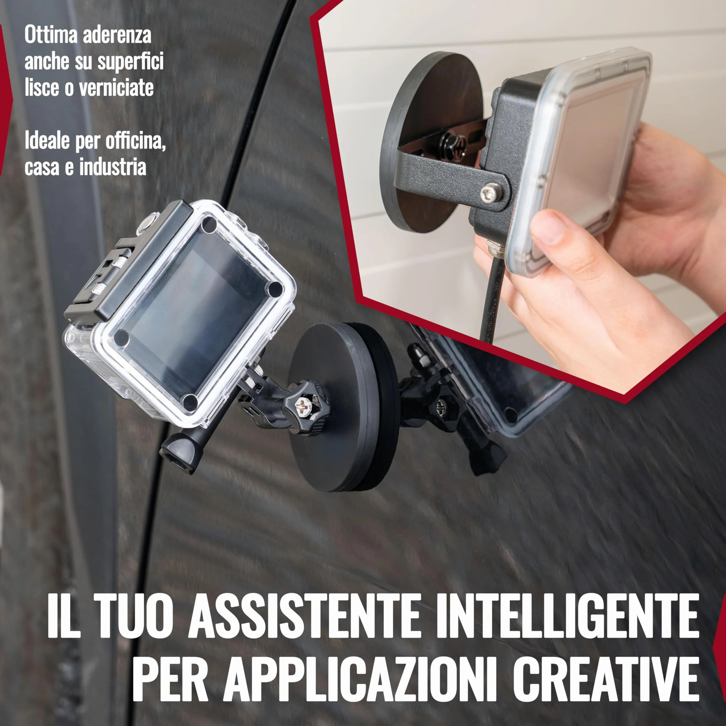 Poppstar 2x Magneti Gommati Neodimio Diametro 66 mm Filetto Interno M6 Forza 20 kg con Chiave e Viti
