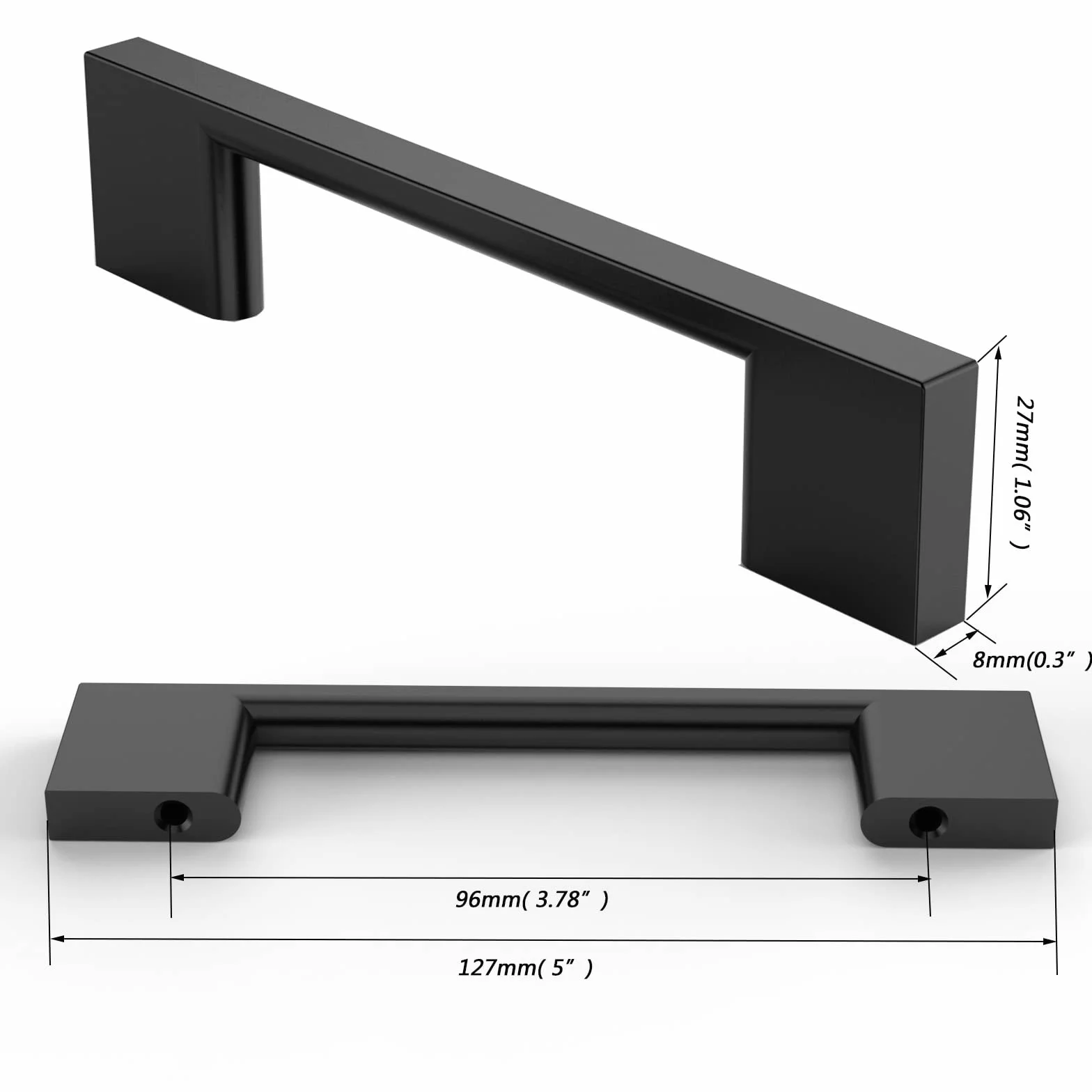 FURNIWARE Maniglie per Mobili in Spazzolato 5 Pezzi Distanza Fori 96 mm Noir Mat
