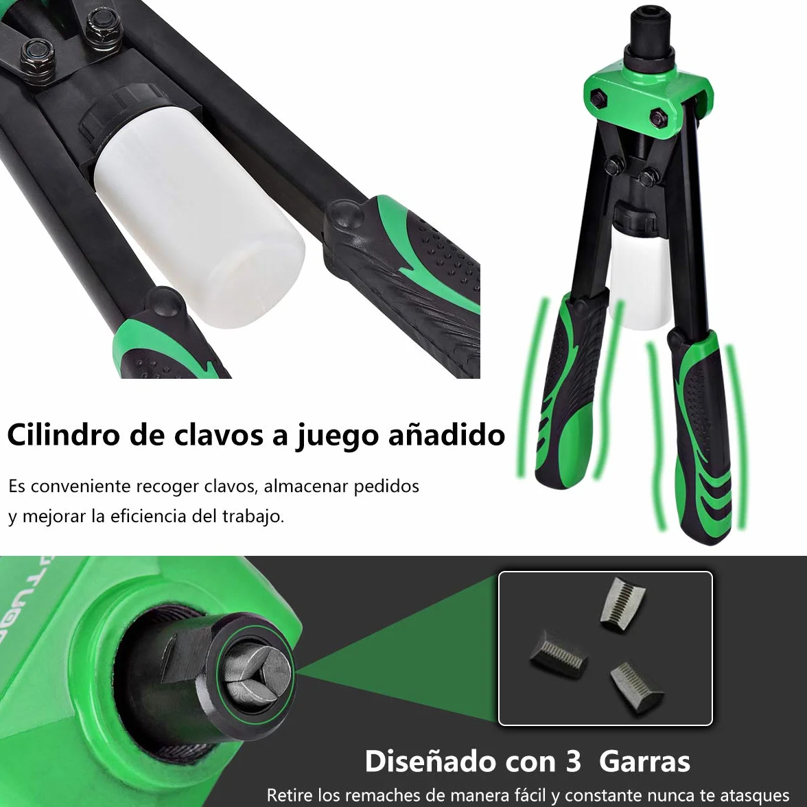 Rivettatrice Manuale Pistola per Rivetti Professionale 13" Pinza per Rivetti Kit con 40 Rivetti da 3,2mm/4,0mm