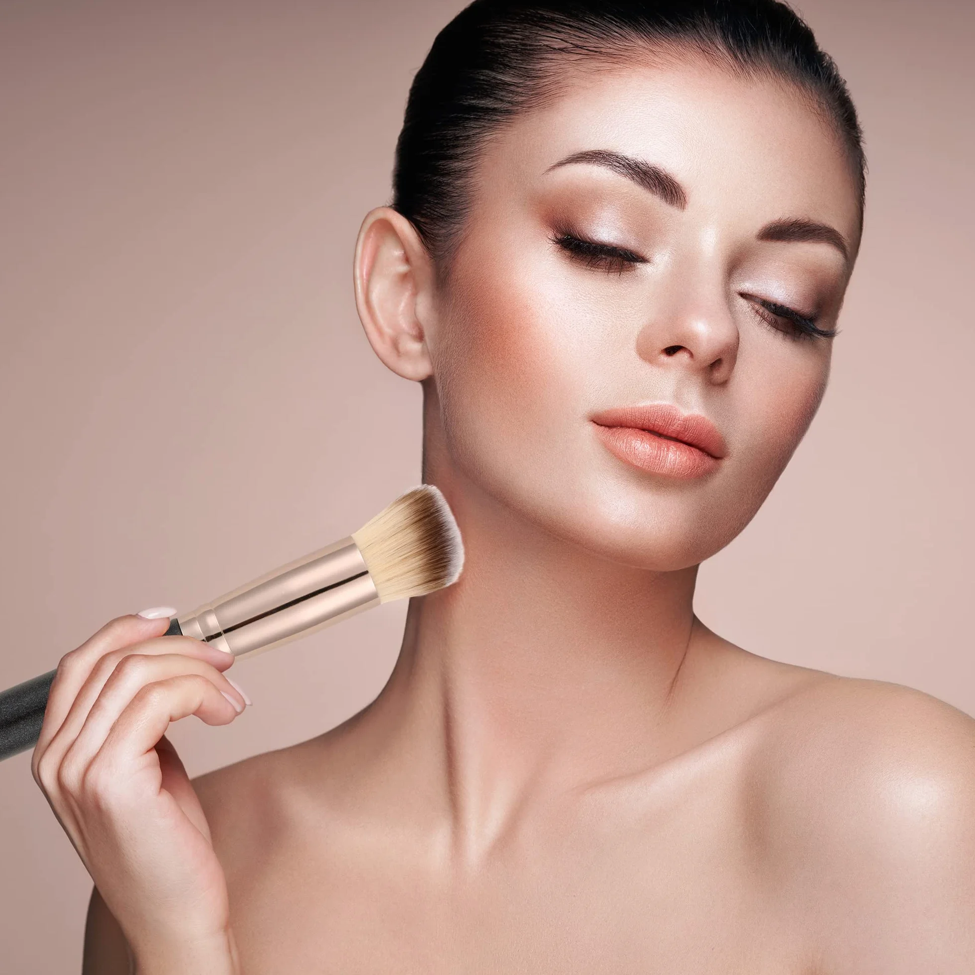 Pennello Fondotinta Liquido, 3 Pezzi Pennello Correttore Viso Blush Make Up Contouring, Perfetto Per Qualsiasi Look, Funziona Con Liquidi, Smalti, Creme, Modellanti, Fard e Ciprie Fissanti