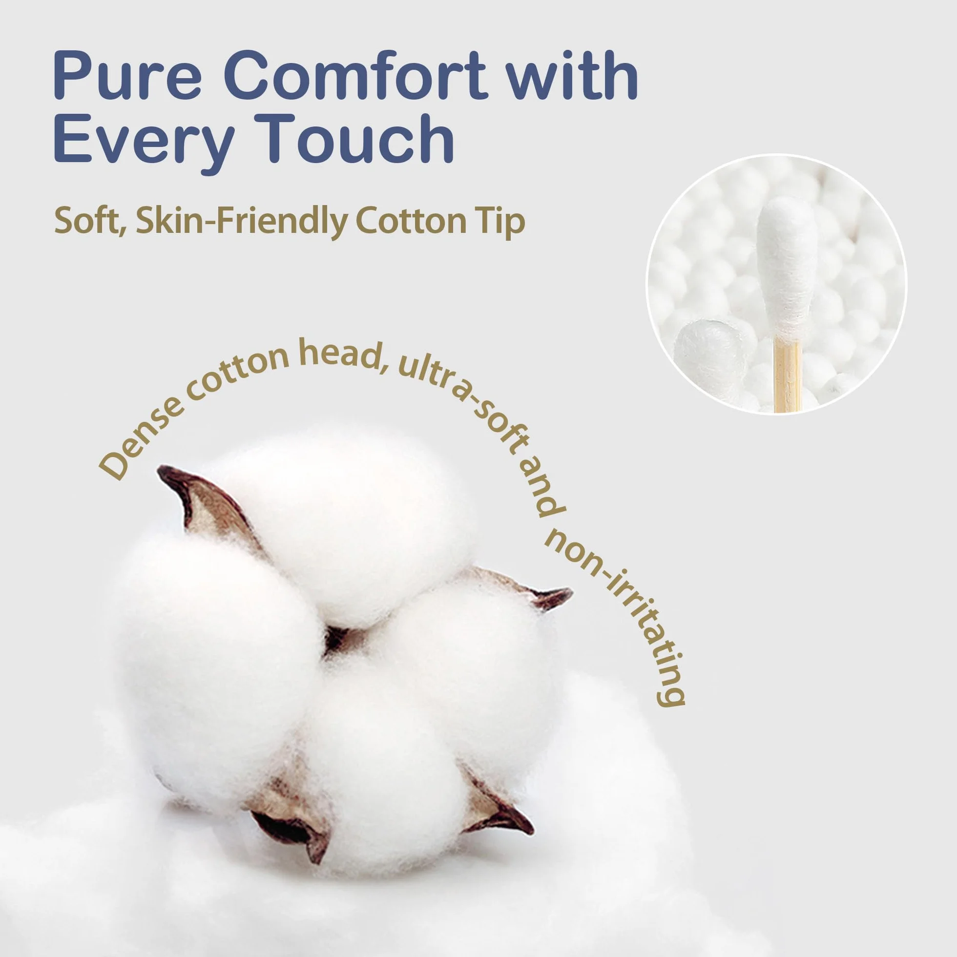 Ourmed Life Tamponi di cotone biodegradabili in bambù e cotone, tamponi per la pulizia a doppia punta con punte appuntite e rotonde, ipoallergenici per orecchie, trucco, rimozione del trucco degli