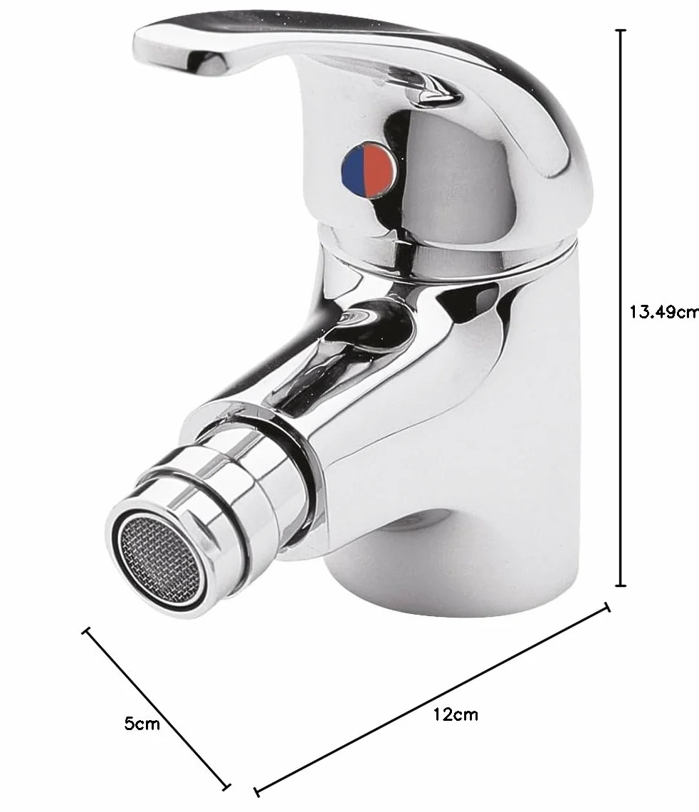 Rubinetto Monoleva Bidet in Ottone con Testa Mobile e Flessibili