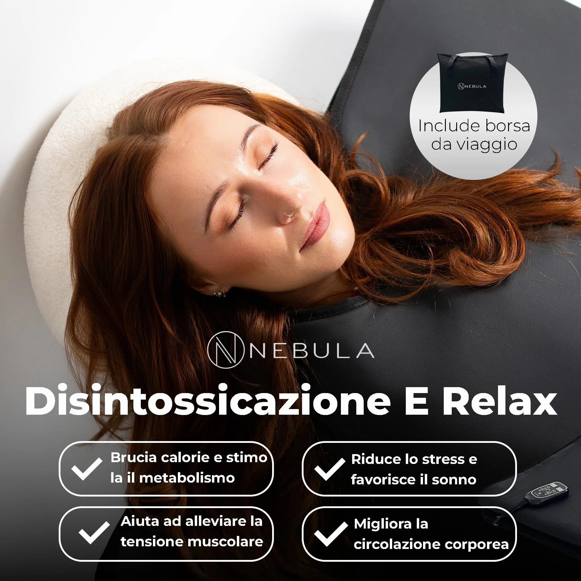 Nebula Coperta Sauna Infrarossi 500W Spa Portatile Impermeabile con Telecomando e Borsa