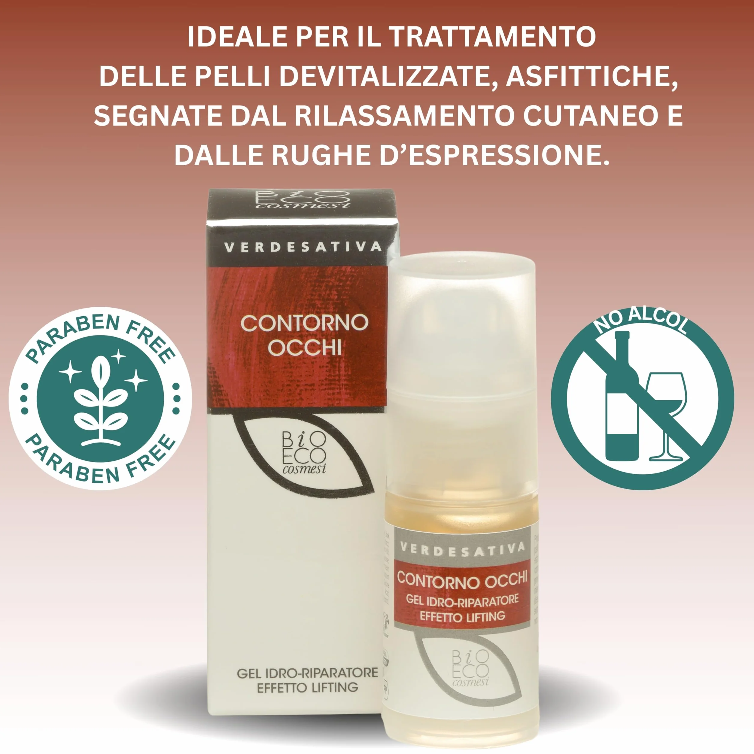 Gel Contorno Occhi Lifting - 15ml - Con Kigelia, Quillaia e Estratti Vegetali ad Azione Tensore - Riduce Borse e Rughe d’Espressione - Texture Leggera e Idratante - Made in Italy